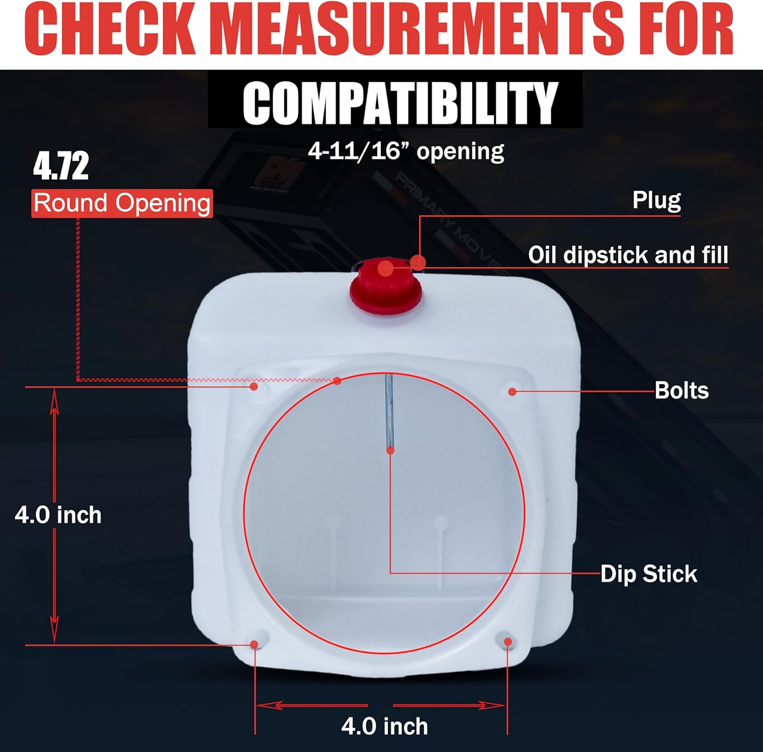 5 Quart Poly Hydraulic Replacement Reservoir – Poly Tank and Hydraulic Oil Tank for Power Units, Dump Trucks, Trailers, RVs and Boats
