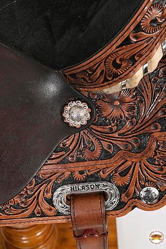 Vista 7 de HILASON Sillín Western Horse de cuero americano sin árbol Sillín para caballo Sillín occidental Sillín de cuero sillín sin árboles sillín