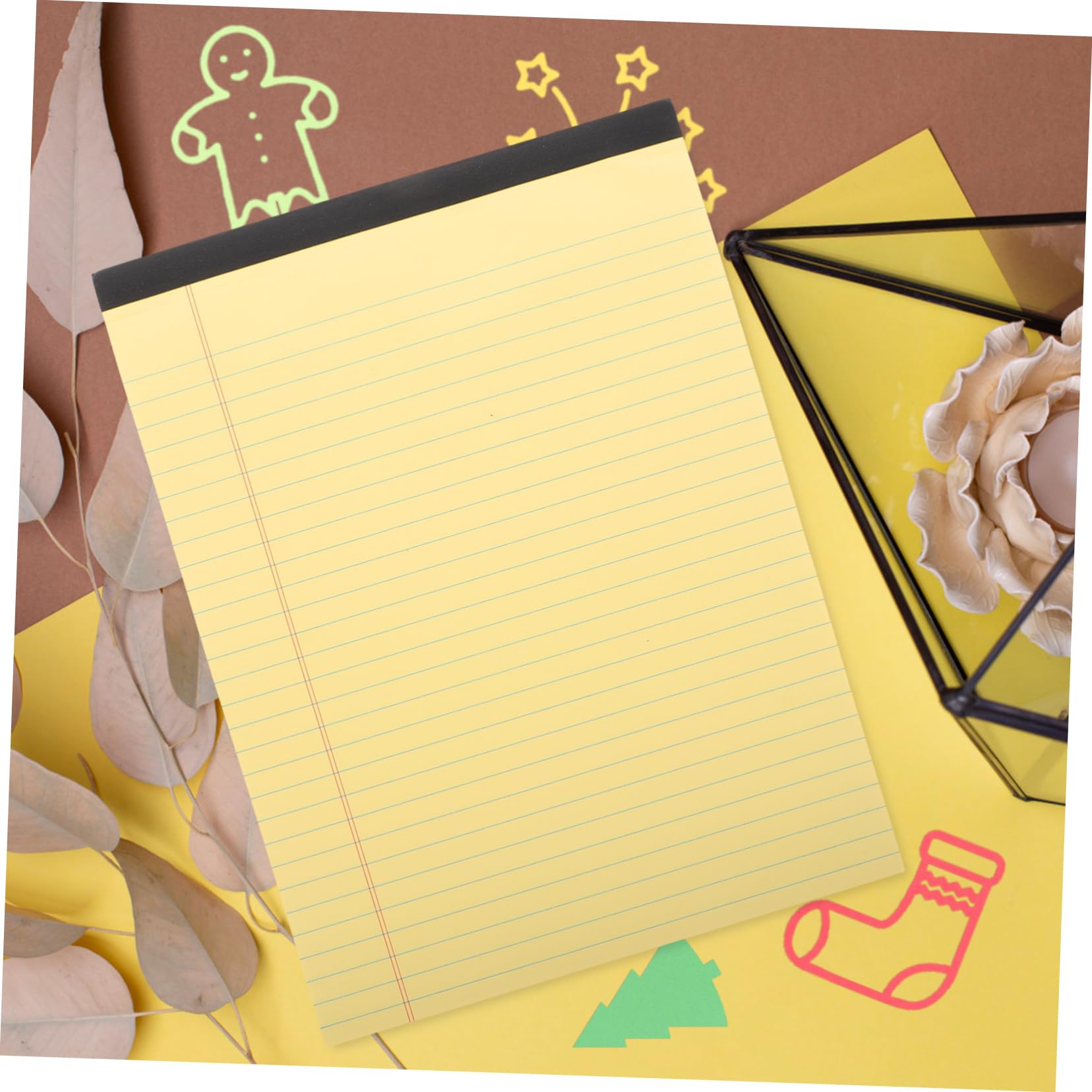 Blocco Note A4 6 Pezzi in Pasta di Legno, Pagine Rigate | Layout a Sezioni Strappabile, Giallo 214×295mm, Uso Quotidiano e Business per Professionisti e Studenti