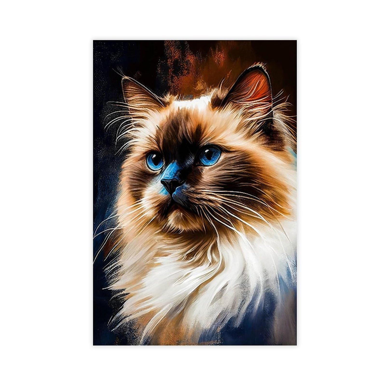 Qnvjqkdsi Unframe Watercolor Cat Animal Art (1) Canvas Poster Bedroom Decor Landscape Office Room Decor Gift 24" L X 36" W