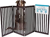 Vista 11 de INTERNET'S BEST Dog Gate - Barrera independiente para mascotas para interiores, valla plegable de madera para perros, puerta extra ancha