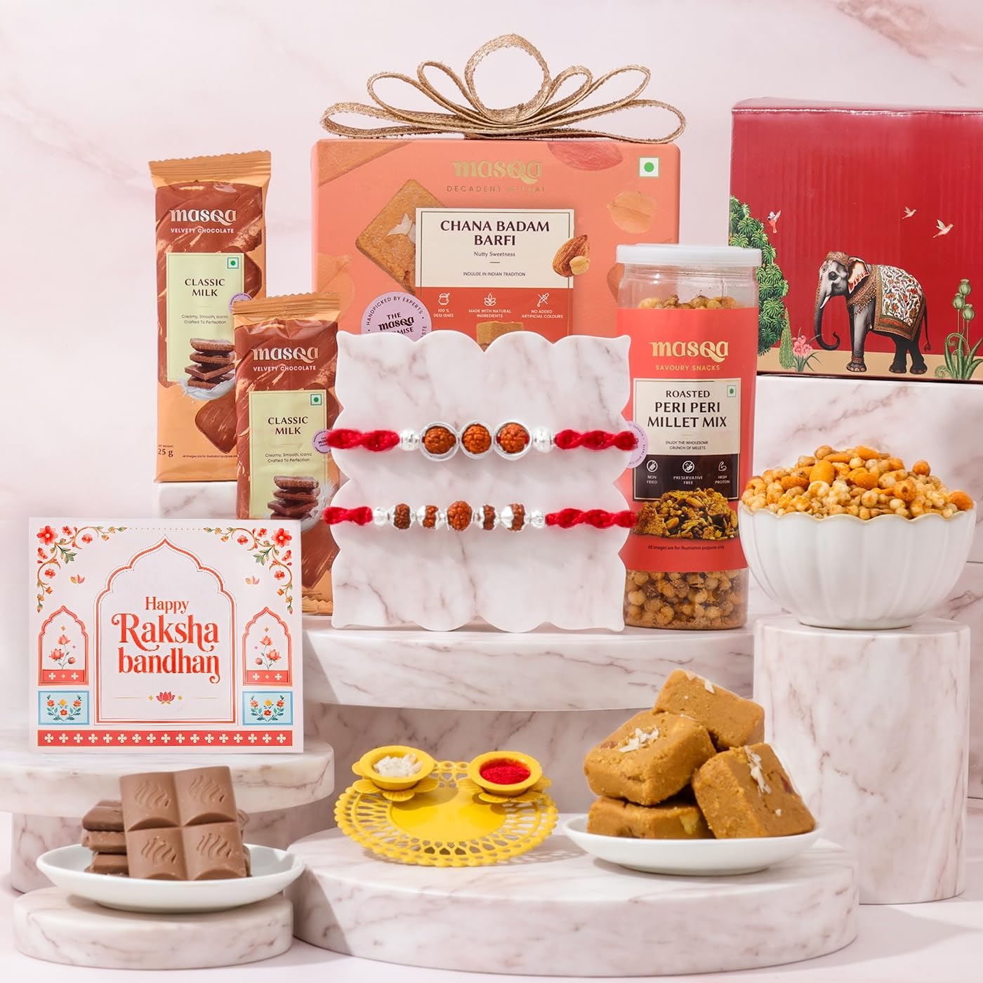 IGP Rudraksha Blessings Rakhi Hamper | Same Day Delivery | Sacred Rudraksha Rakhi, Premium Treats & Roli Chawal | Raksha Bandhan Present for Brothers-image-4