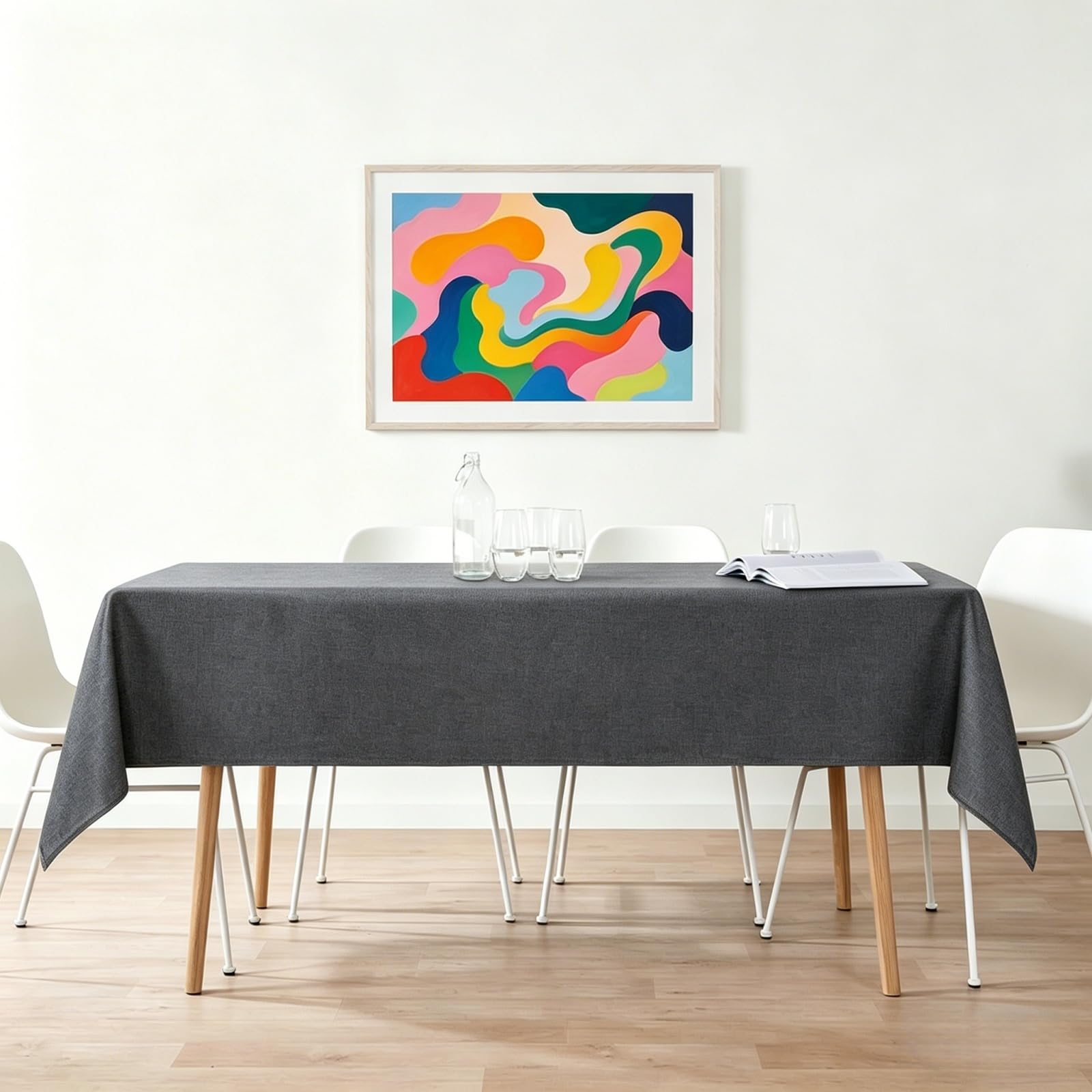 LIHUANE Rectangular Table Cloth 80 x 120 cm Wipe Clean Rectangular Linen Table Cloth Fabric Washable for Garden Dining, Summer, Wedding, Camping, Dark Grey