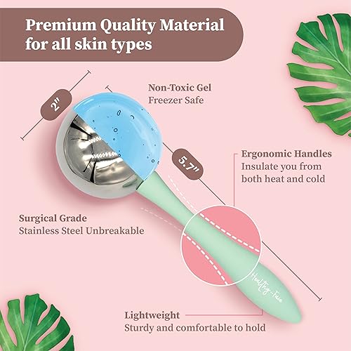 Miniatura 5 de Globos de hielo para tu rostro masajeador de globos faciales de acero inoxidable 360 para ojos hinchados y ojeras, estimula el colágeno para apretar