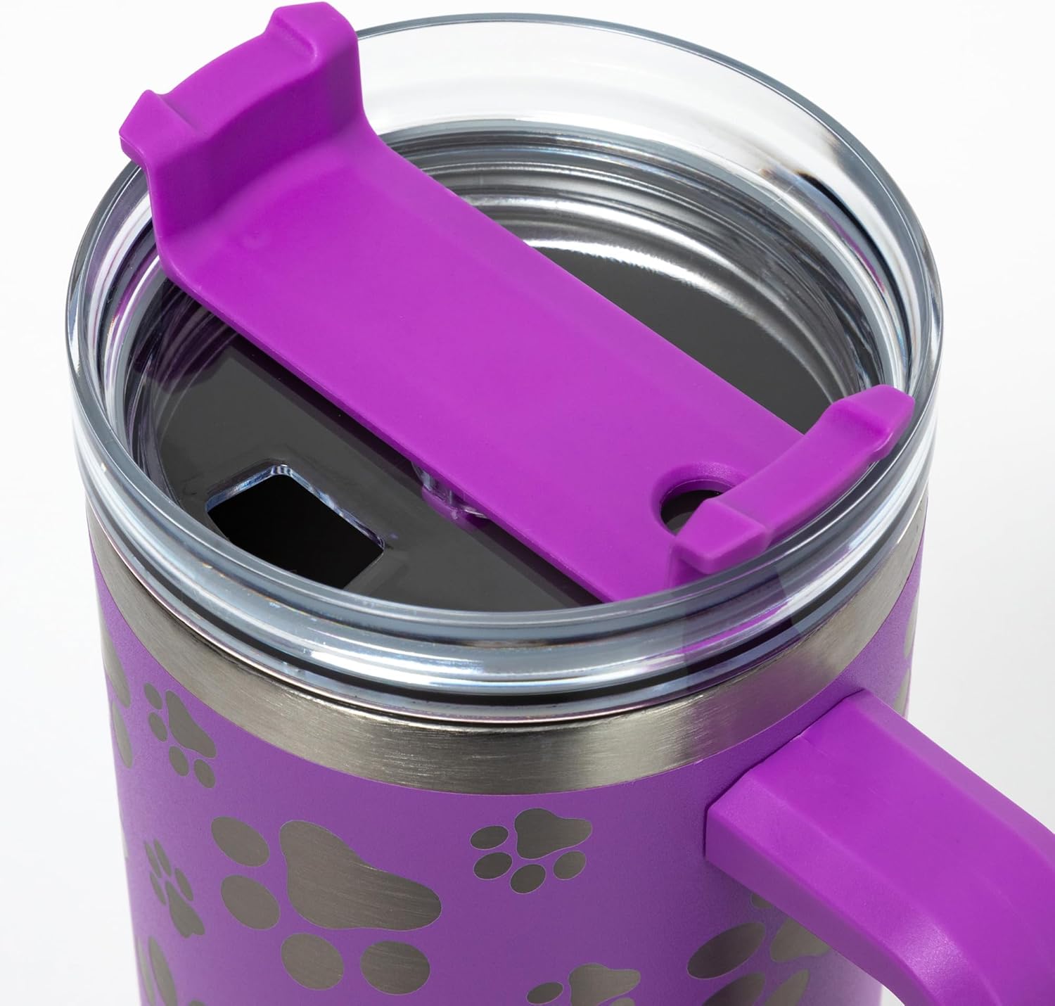 GreaterGood Paw Print Vacuum Insulated Stainless Steel 40oz Tumbler Handle Lid Straw Colorful Animal Print Travel Mug for Hot Cold Drinks - Image 3