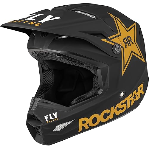 Fly Racing 2022 Adult Kinetic Rockstar Helmet (Black/Gold, Medium)