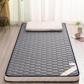 Thickened Non Slip Latex Foam Japanese Floor Mattress Foldable Roll up Camping Mattress for Single Mattress Sleep Pads on Floor Tatami 5CM/2IN Thickness Grey