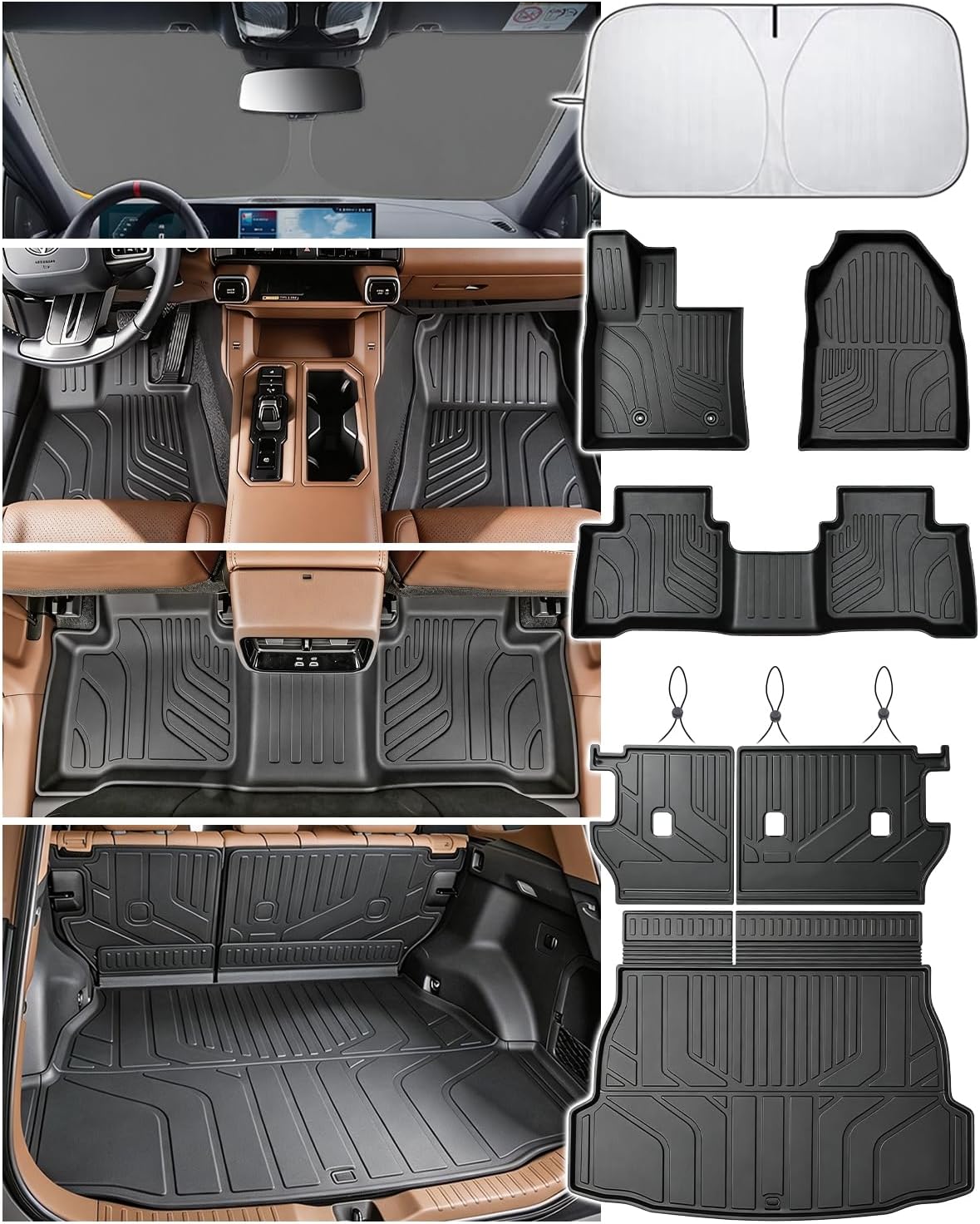 All Weather Floor Mats for 2026 Toyota RAV4 Hybrid Floor Mats Full Set, TPE Car Floor Liners Custom Fit Floor Mats, Trunk Mat, Backrest Mats, Accessories for Toyota RAV4 2026