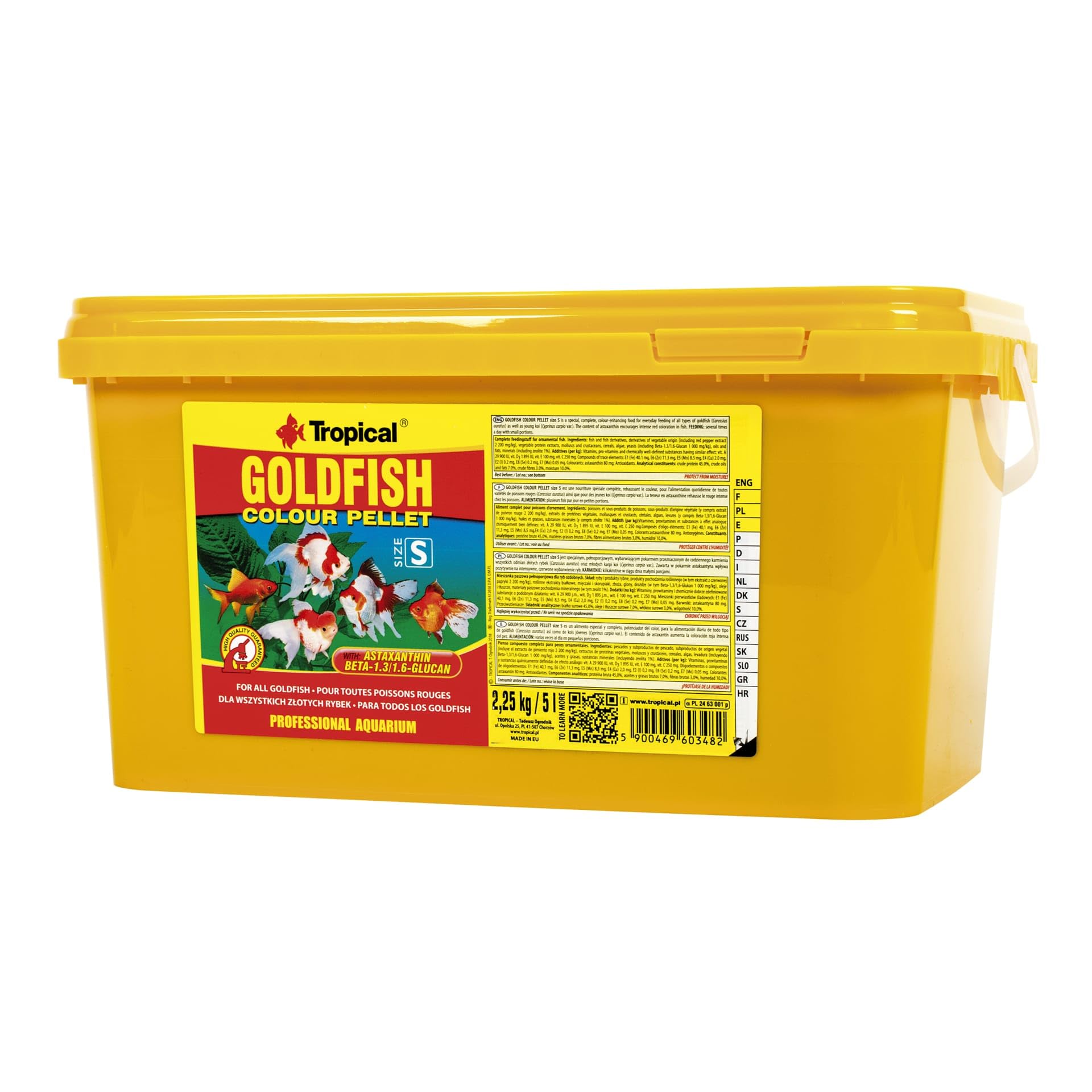 Goldfish Colour Pellet Size S 5L / 2,25 kg - Aliment Quotidien pour Tous Les Poissons Rouges