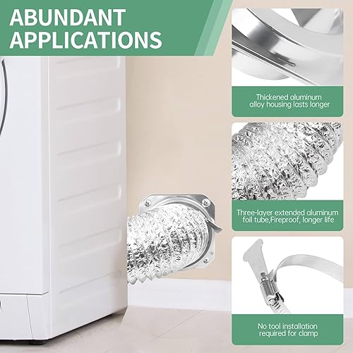 Miniatura 8 de DVC-180 Kit de conector de acoplamiento magnético de ventilación para secadora, fácil de limpiar, conector rápido que incluye un conducto de 3.3