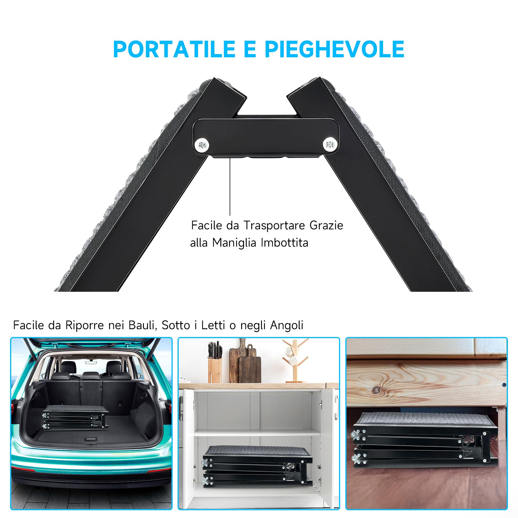 CO-Z 160 cm Rampa per Cani per Auto, Rampa Pieghevole per Cani Grandi fino a 90 kg, Rampa per Auto per Cani Portatile con Superficie del Tappeto Antiscivolo per Auto SUV Camion, Uso Interno Esterno