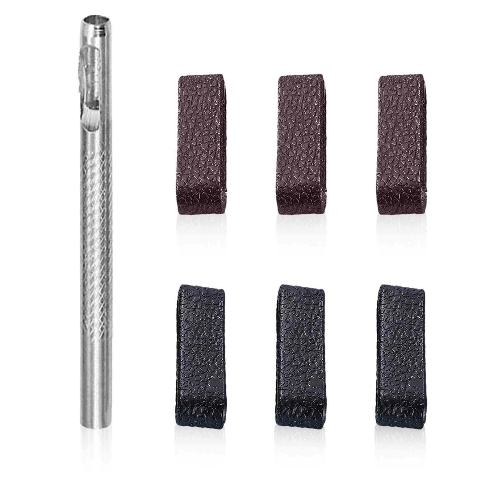7 Pcs Belt Loop Keepers Black and Brown Leather Loops for Men Women Strap Retainers Sew-on Clip Holders for 1.1" to 1.57" Belts Includes 4mm Puncher Repair Customization-image-36