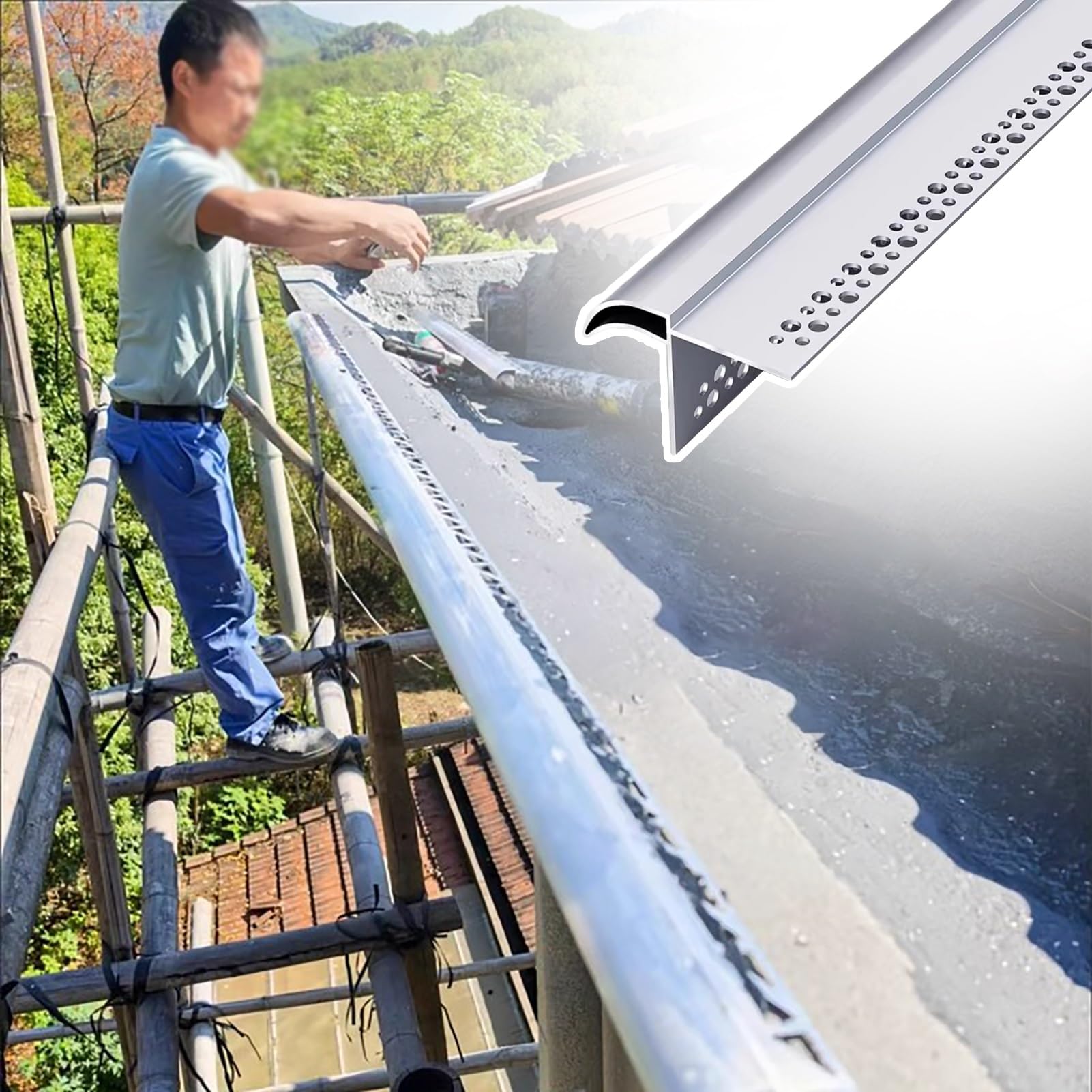 Drip Lines Eaves, Metal Drip Line for Eaves Rain Gutters, Hawksbill Deflector, Wall Protection, 3.3-33ft(9.2ft/2.8m)