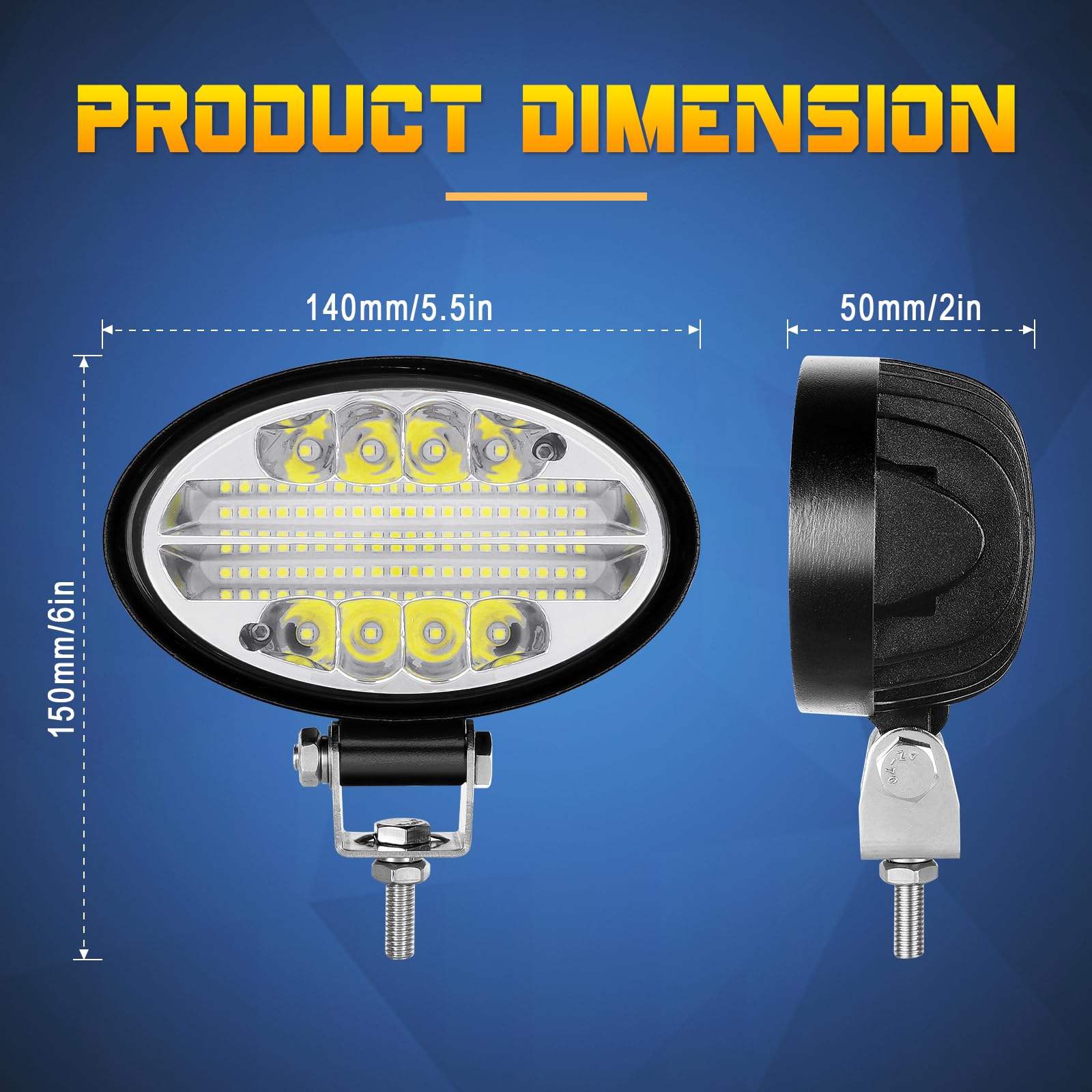 SKYWORLD 2 Pcs Ovalada Faros de Trabajo LED, 5.5 pulgadas 14cm 20W Inundacion spot lámpara trabajo led 12V 24V Focos Tractor Impermeable para Off road Camión Coche ATV SUV 4x4 faros antiniebla