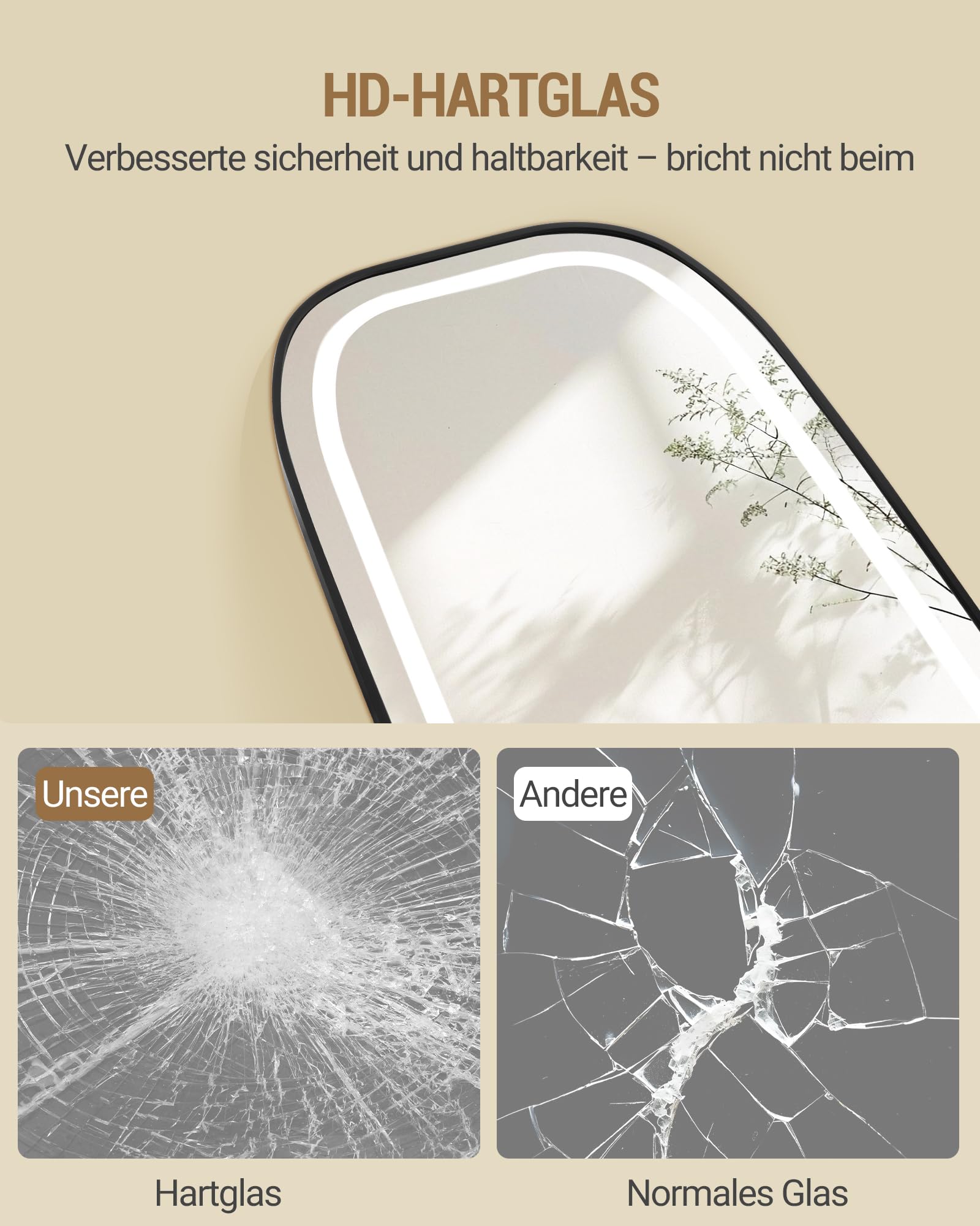 ZKIODV Staande Spiegel LED 160 x 50 cm, Lange Spiegel met Verlichting, Grote LED Wandspiegel, Volledige Lengte Passpiegel met Standaard, Vrijstaande Vloerspiegel voor Woonkamer Hal (Wit