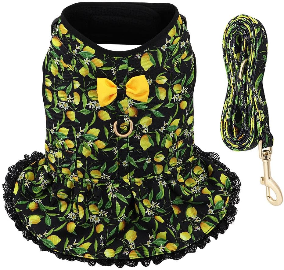 Dog Cat Harnesses Set Printed Dog Cat Harness Leash Set Pets Puppy Clothes Dress Small Dog Vest Black L