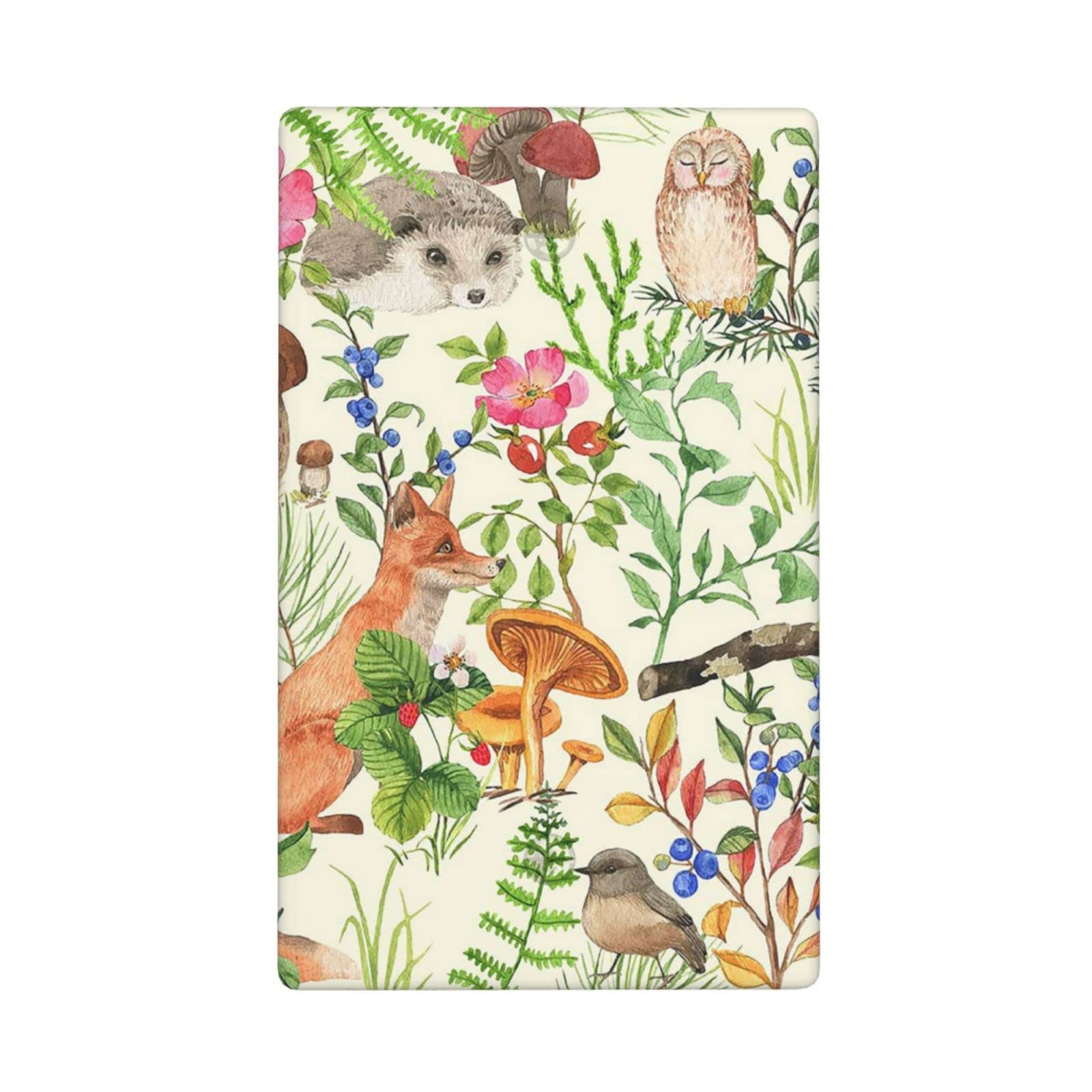 Cute Animals Single Blank Wall Plate 1 Gang No Device Outlet Cover Decorative Switch Plate for Bathroom Bedroom 4.5 x 2.76 Inch