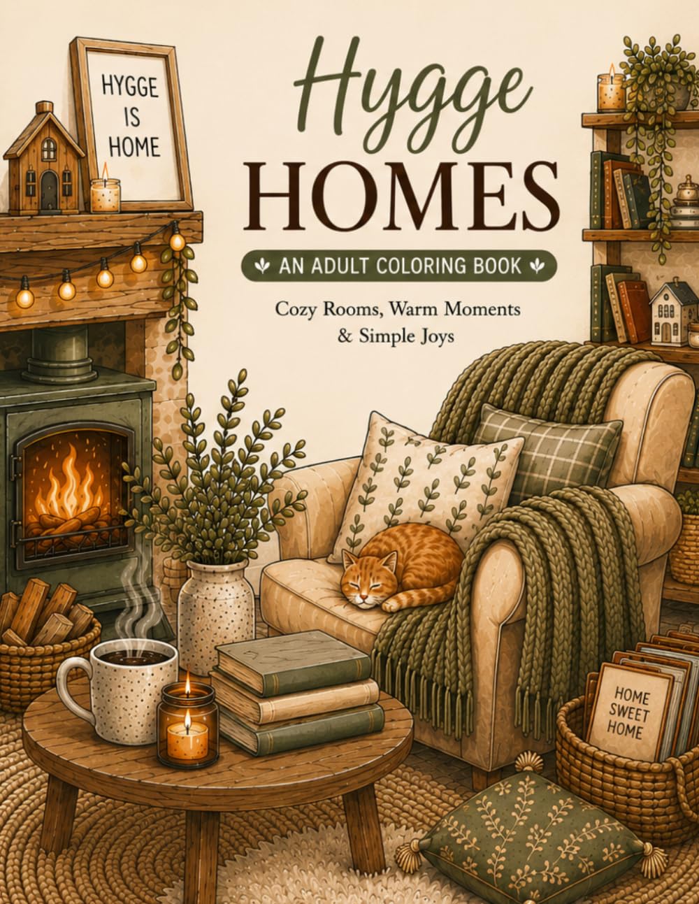 Hygge Homes Coloring Book: Cozy Rooms, Warm Moments, and Simple Joys