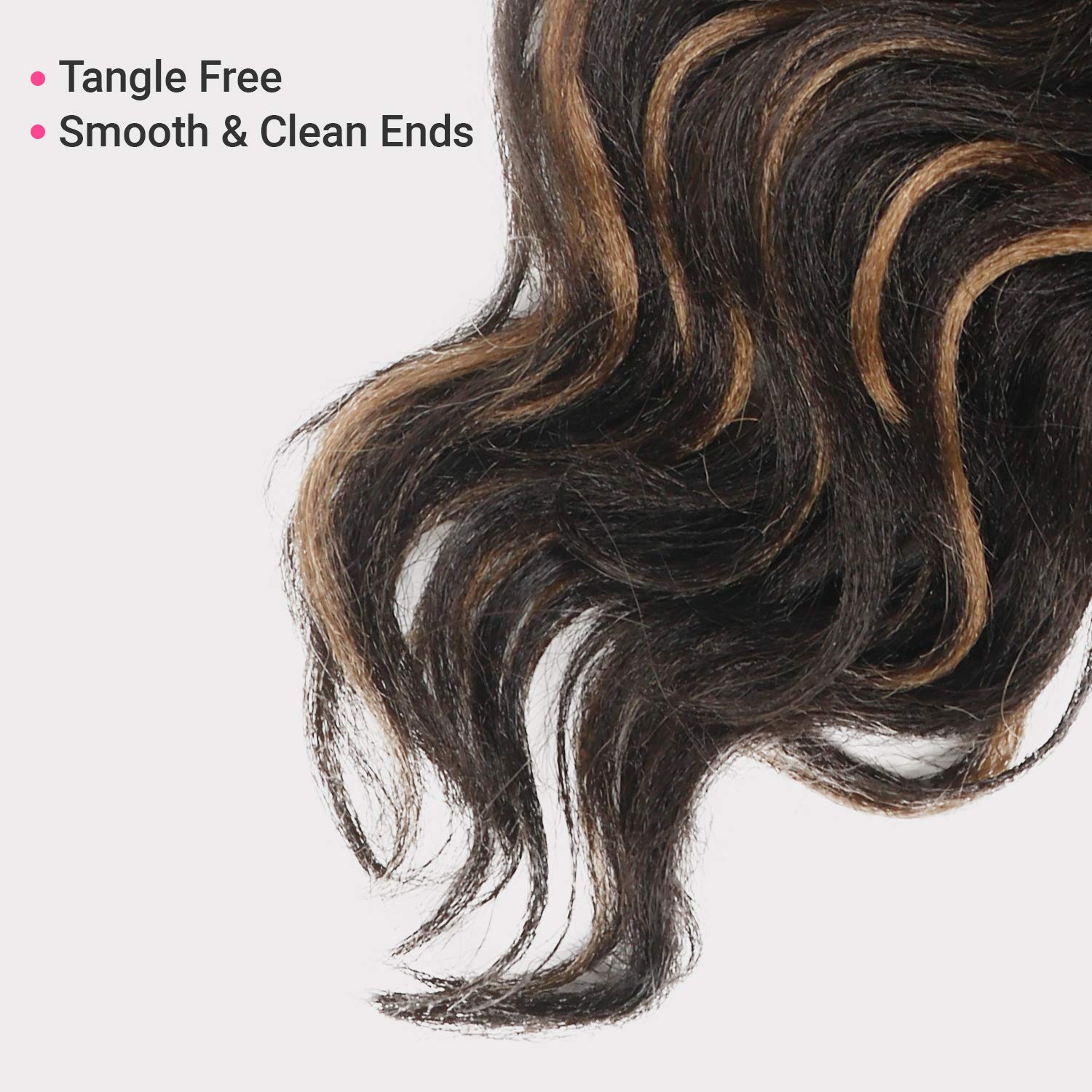 AU-THEN-TIC Ocean Wave Crochet Braiding Hair 20 Inch 6 Packs Synthetic Extensions for Body and Deep Styles, Piano Medium Brown and Honey Blonde (P4/27)
