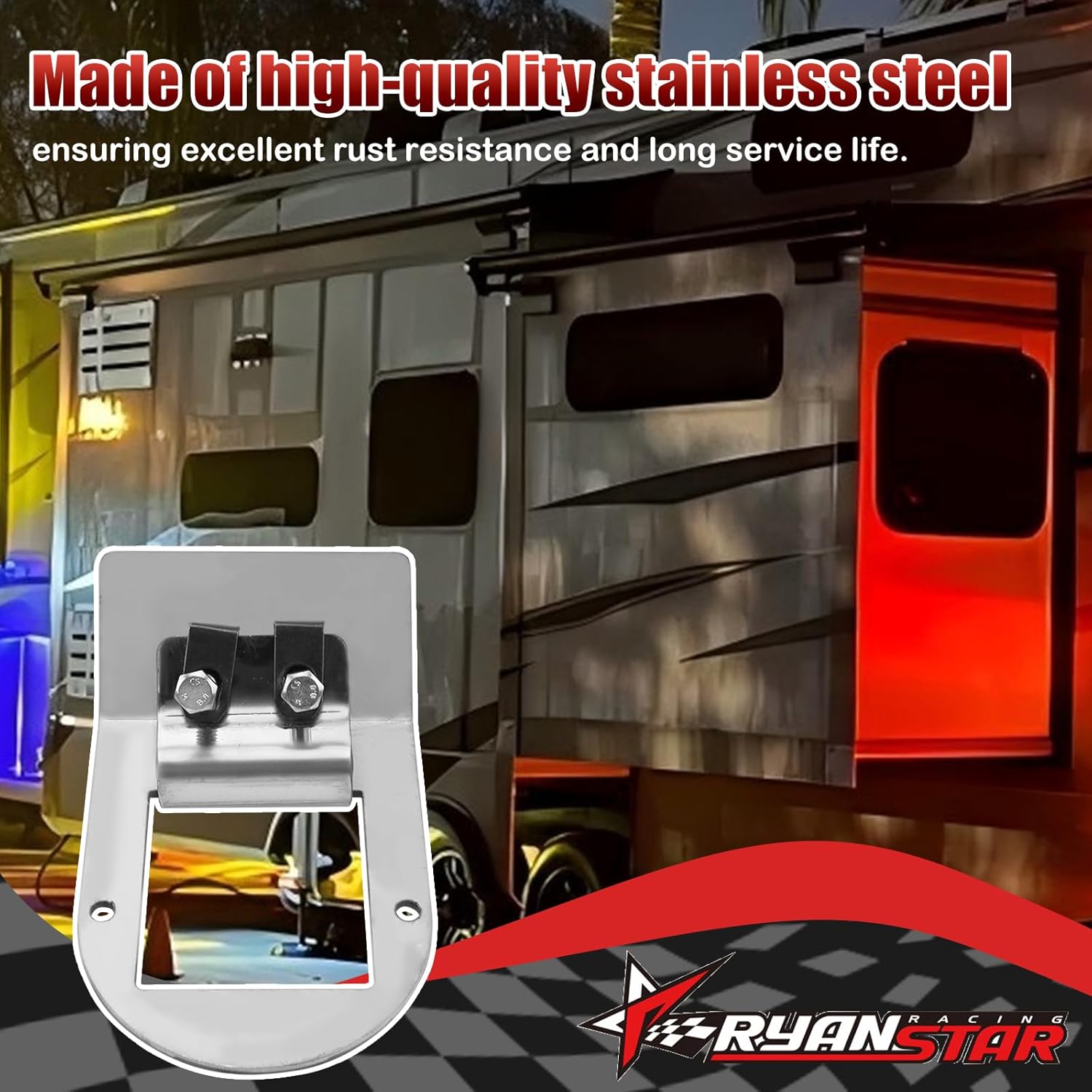 RYANSTAR RACING 2-Pack Universal LED Light Bracket - Stainless Steel No-Drill Mount for Truck, Trailer, RV