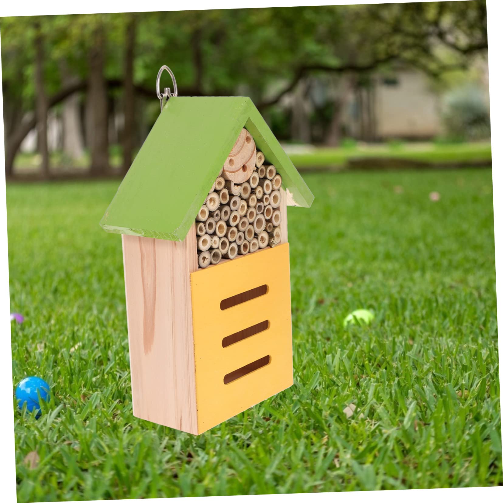 Abaodam Casetta per Insetti in Legno Verde per Giardino, Rifugio per Api e Piccoli Insetti Benefici, Favorisce L'impollinazione e L'ecologia