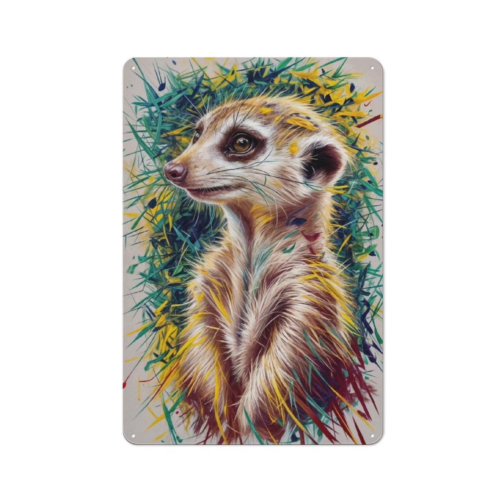 Junmoney Meerkat In Grass Vintage Tin Sign 30X20cm With For Kitchen Or Home Bar, For Metal Sign Collectors, For Kitchen And Home Bar Decor