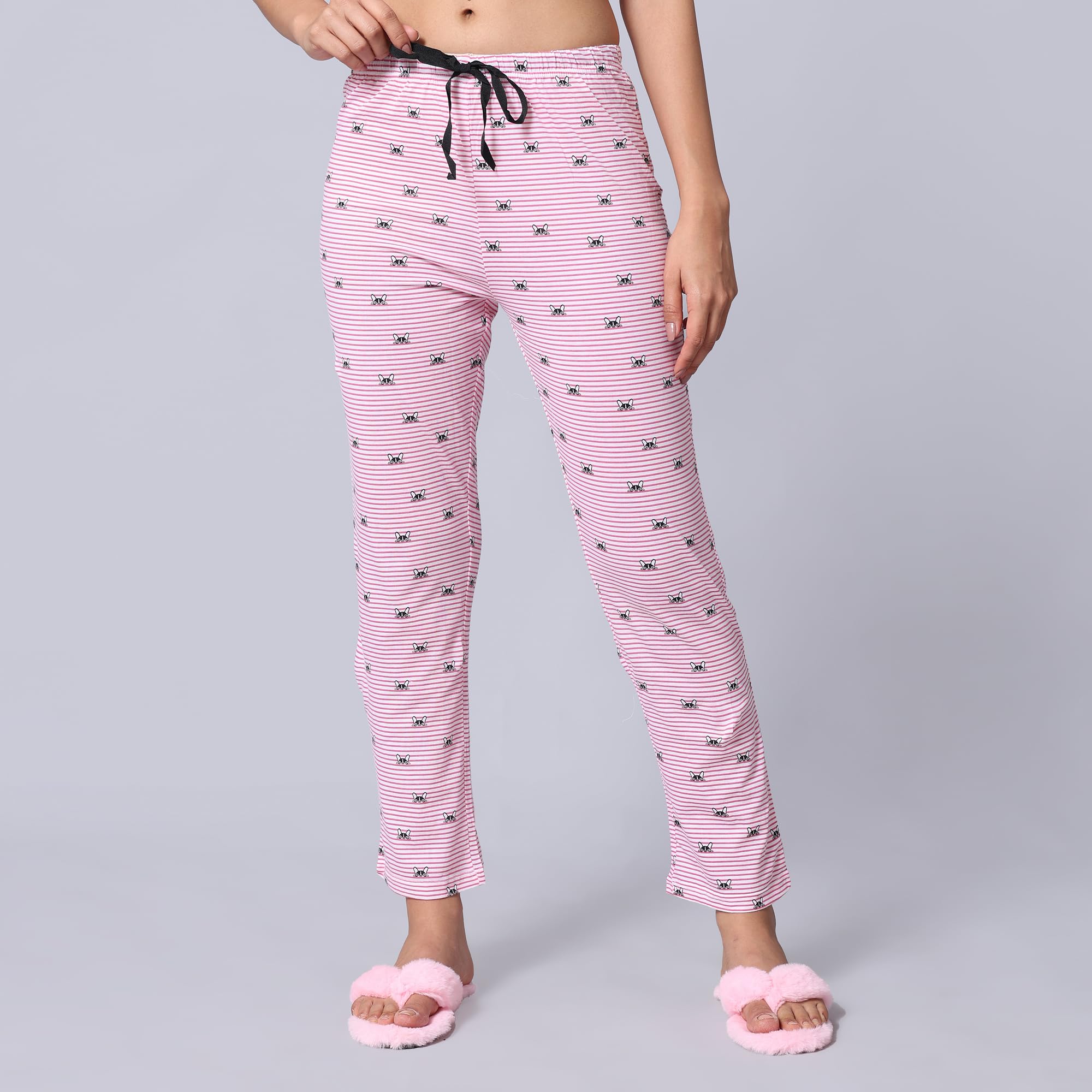 Evolove Pijama de algodón azul estampado para mujer