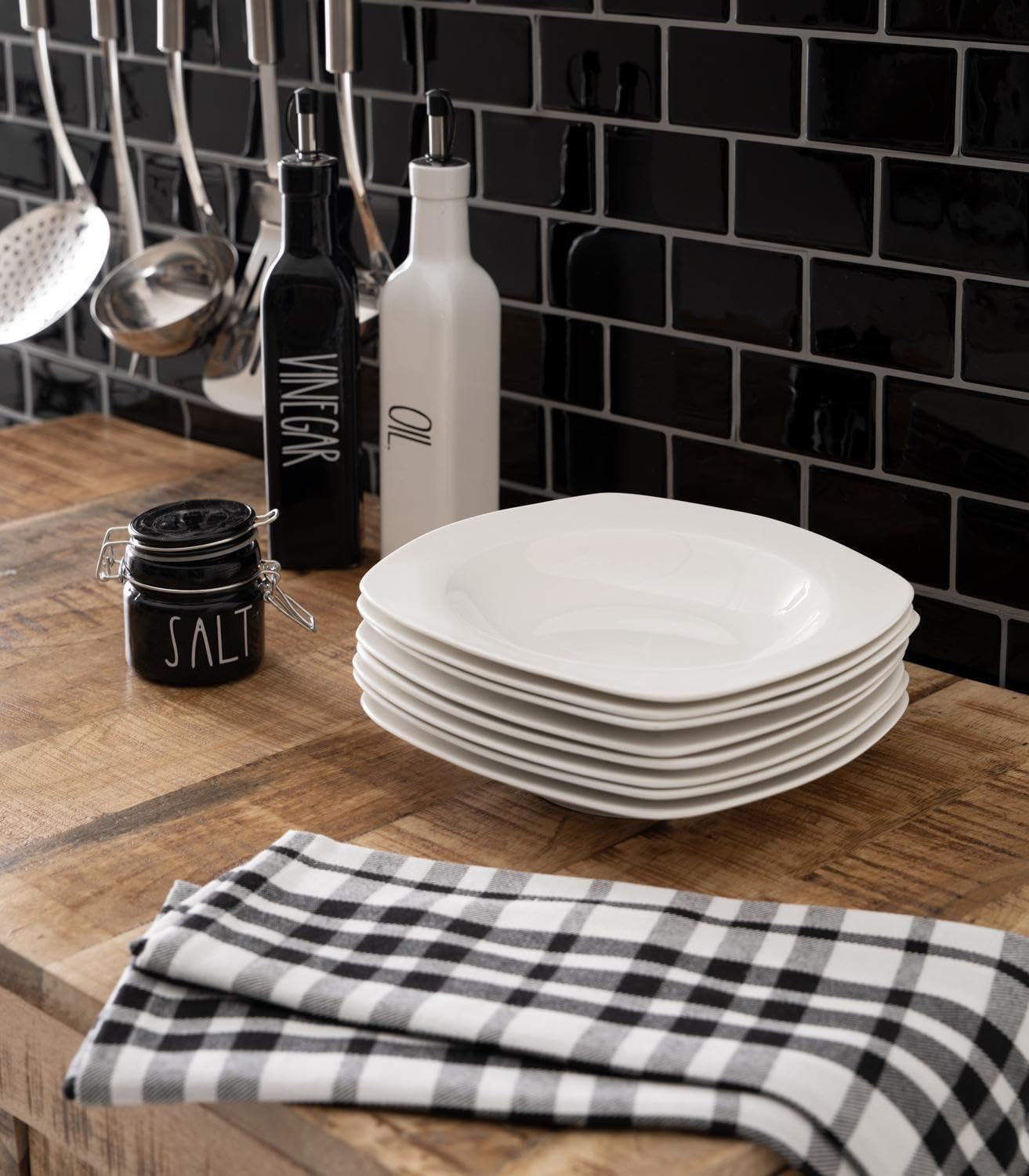 Suppenteller - 24 x 24 cm - Weiß - Bone China - eckig - 24er Set