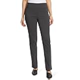 Womens Pull on Trouser Mid Rise Slim Straight Leg Pant with Tummy Control Standard