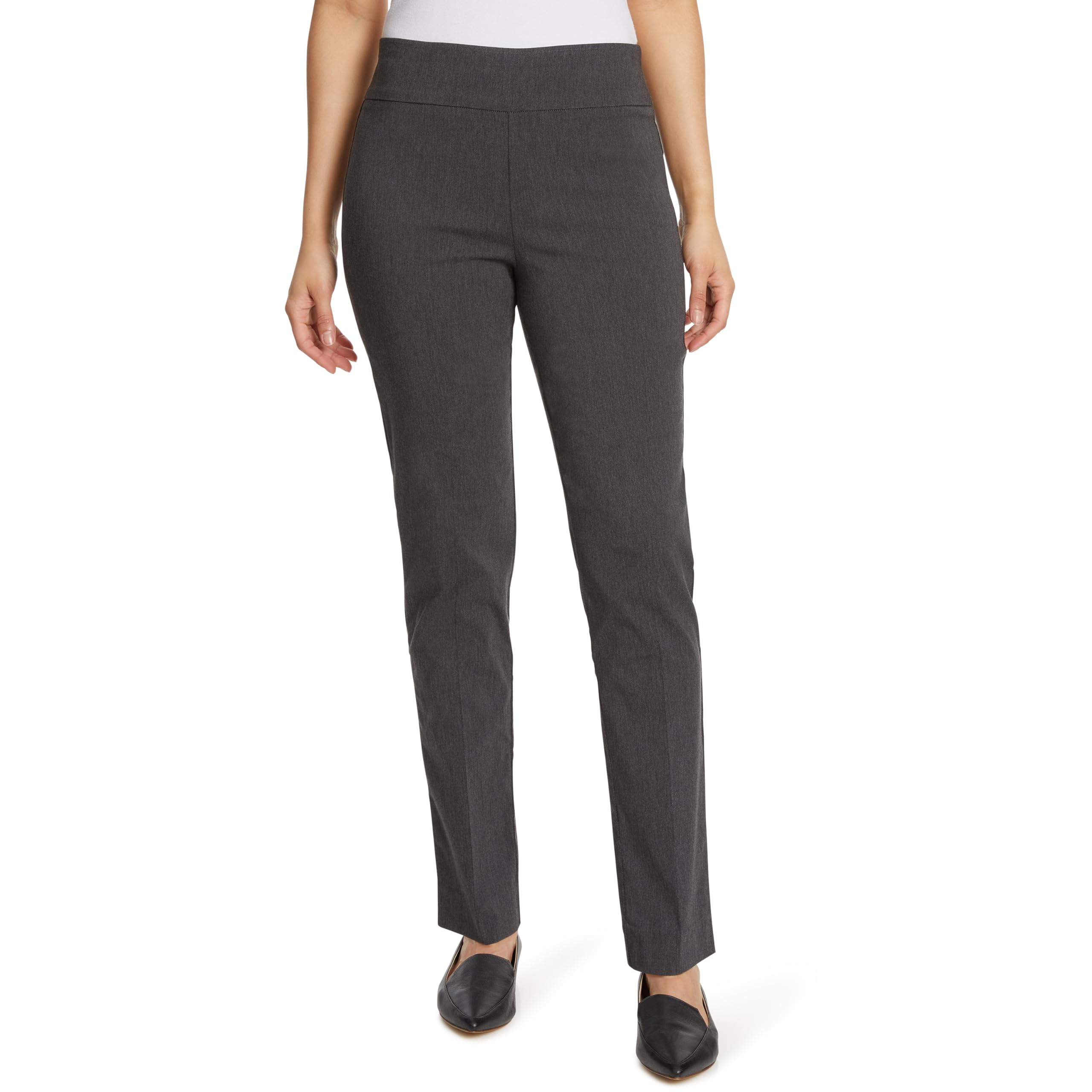 Gloria Vanderbilt Womens Pull on Trouser Mid Rise Slim Straight Leg Pant with Tummy Control Petite