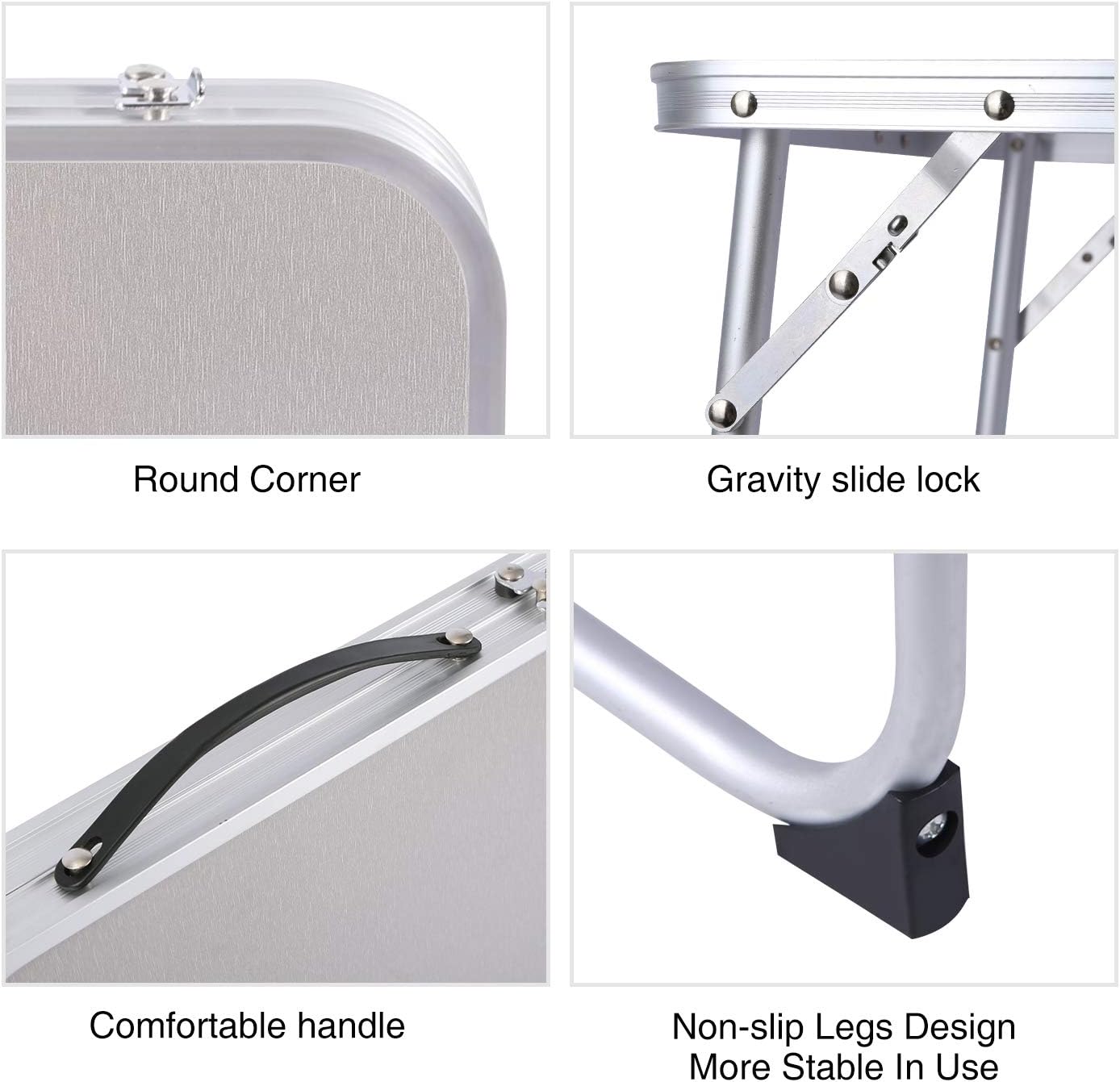 REDCAMP Foldable Laptop Table for Bed, Lightweight Small Laptop Desk Bed Tray for Adults Eating Picnic and Writing, Silvery 9.8”/11.9” Adjustable Height