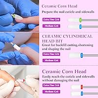 Vista 5 de Chumia Juego de 47 brocas de uñas de 3/32 pulgadas de diamante eléctrico de cerámica de gel acrílico, suministros de manicura, cutícula de carburo