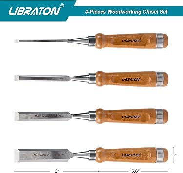 LIBRATON Chisels Set of 4 Professional Chisels for Wood