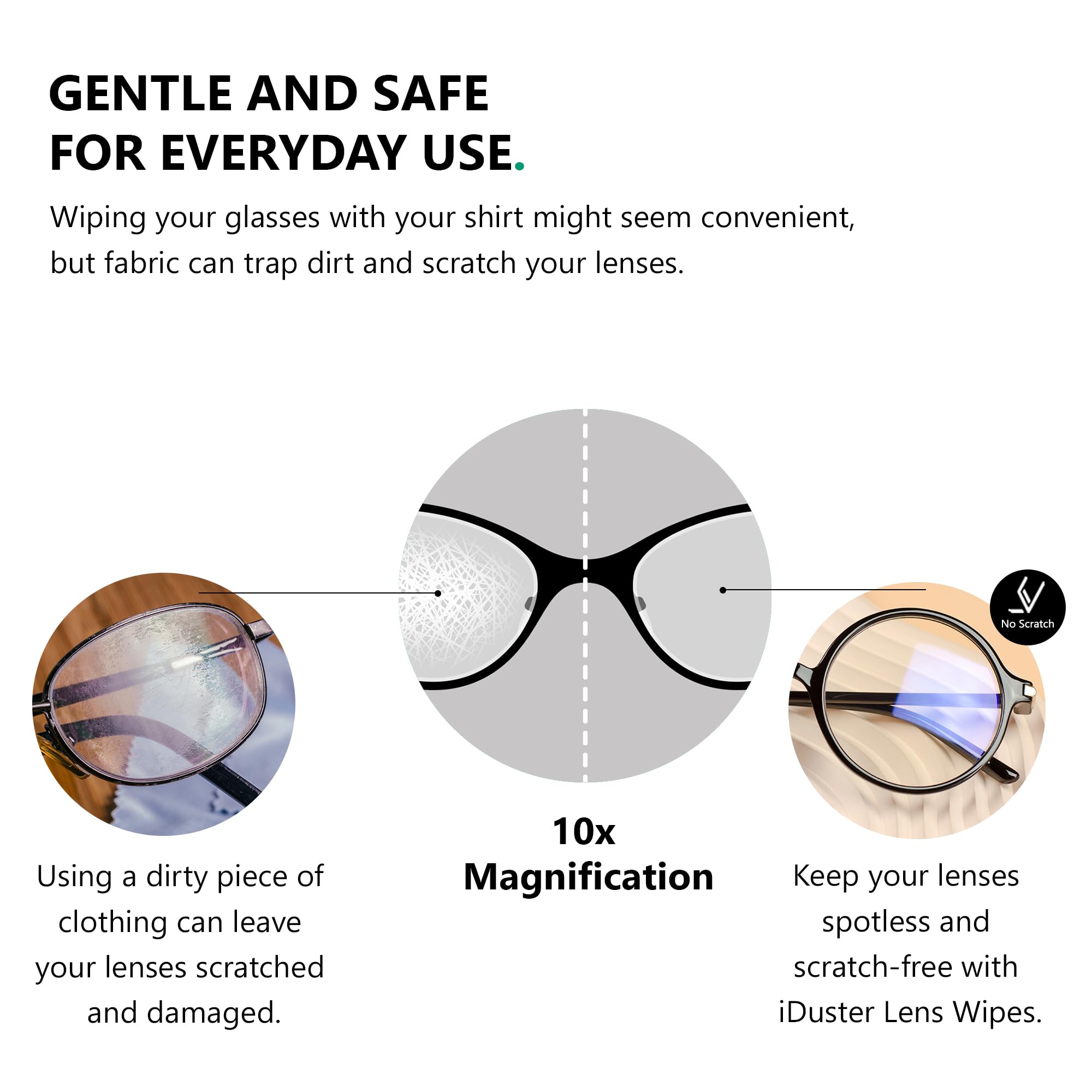 iDuster Toallitas para lentes para lentes, 220 toallitas prehumedecidas envueltas individualmente para gafas, gafas de sol, cámara y pantallas, suaves y portátiles para la limpieza de dispositivos