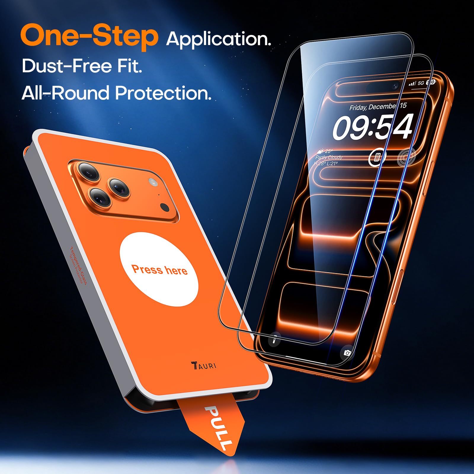TAURI Lot de 2 Verre Trempé Pour iPhone 17 Pro, Sans Bulle, Film Protection avec Installation 1 Étape et Outil, Dépoussiérage Auto, Couverture Complète, Anti-Rayures
