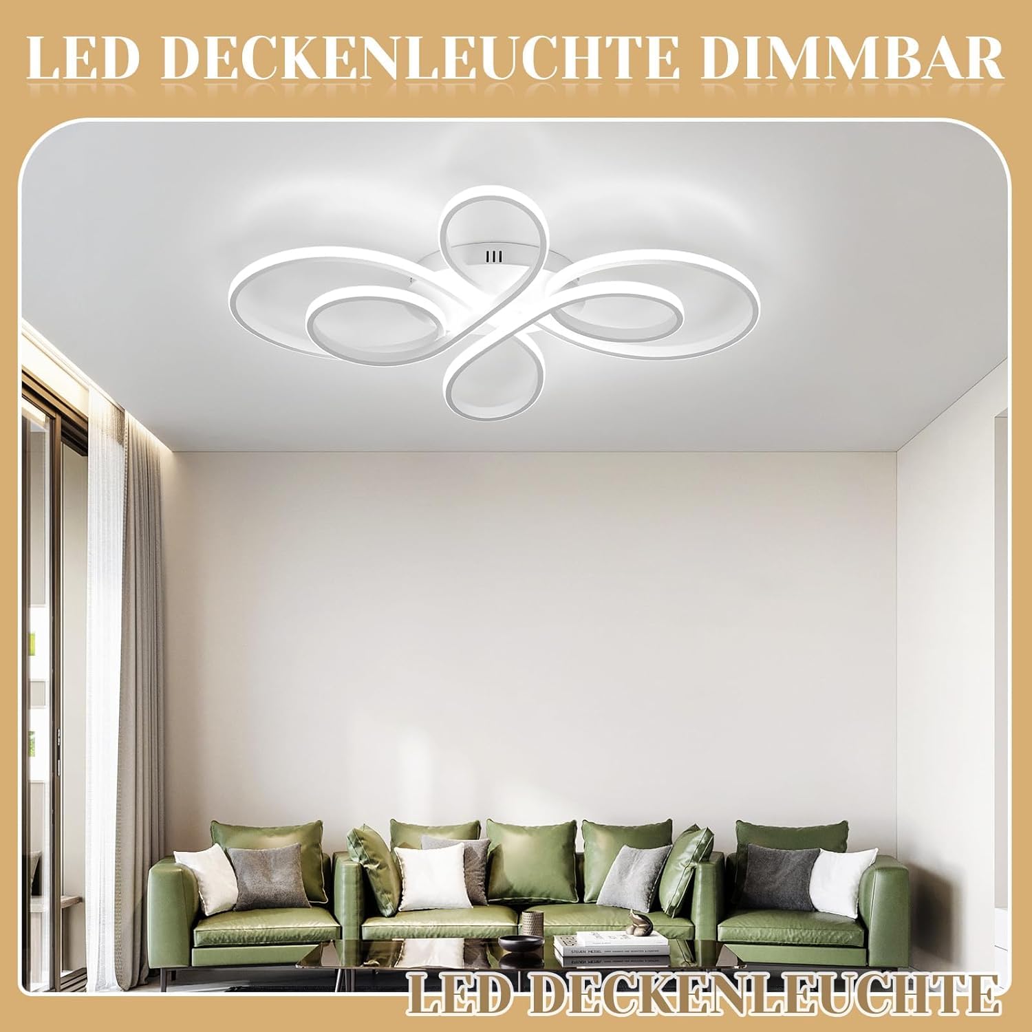 ZMH Deckenlampe LED Deckenleuchte Wohnzimmer - Wohnzimmerlampe dimmbar Groß 100cm 90W Modern in Weiß Schlafzimmerlampe Deckenbeleuchtung Schlafzimmer mit Fernbedienung Design für Esszimmer Küche Büro