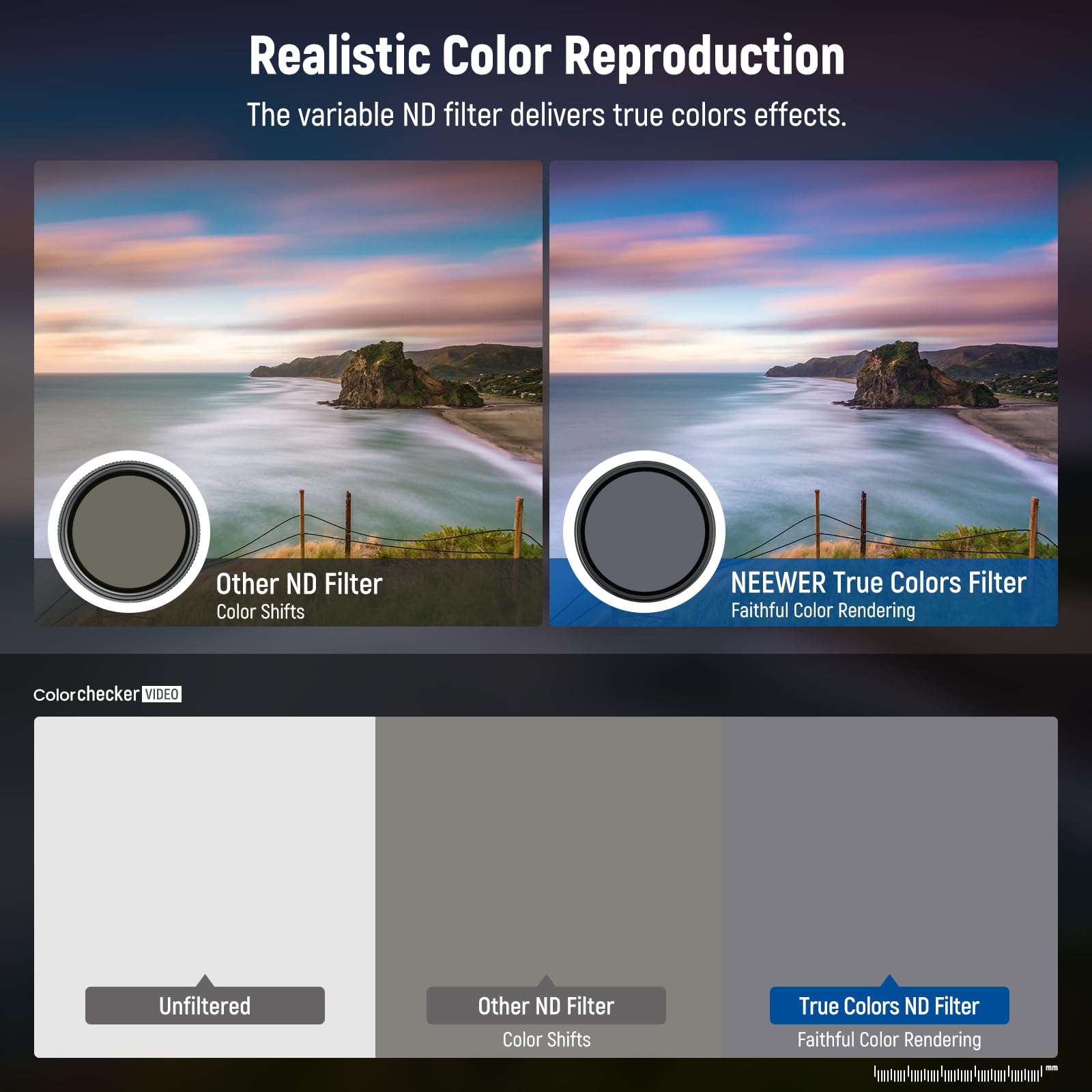 NEEWER 49mm Filtro ND Variabile (ND8-2000), True Colors e Hard Stop, Filtro Densità Neutra Limitata Regolabile 3-11 Stop per DSLR Mirrorless Camera, Vetro Ottico Multistrato, Telaio Sottile Alluminio