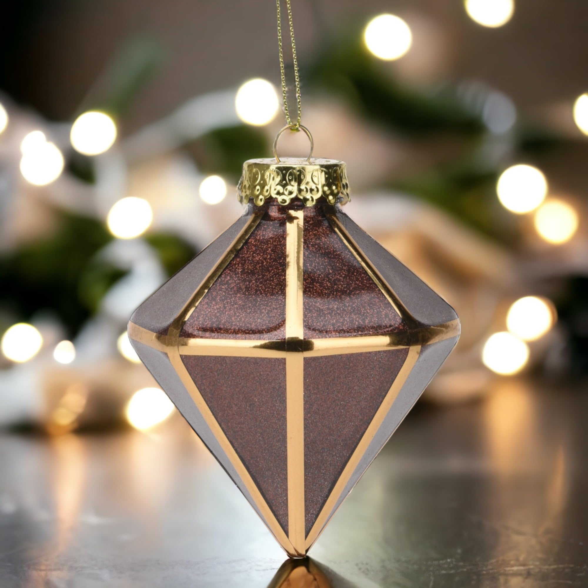 MIJOMA - Juego de 12 bolas de Navidad nostálgicas, irrompibles, Ø 8 cm, adorno para árbol de Navidad con diseño único y encanto vintage en azul zafiro, dorado y marrón (Set 4)