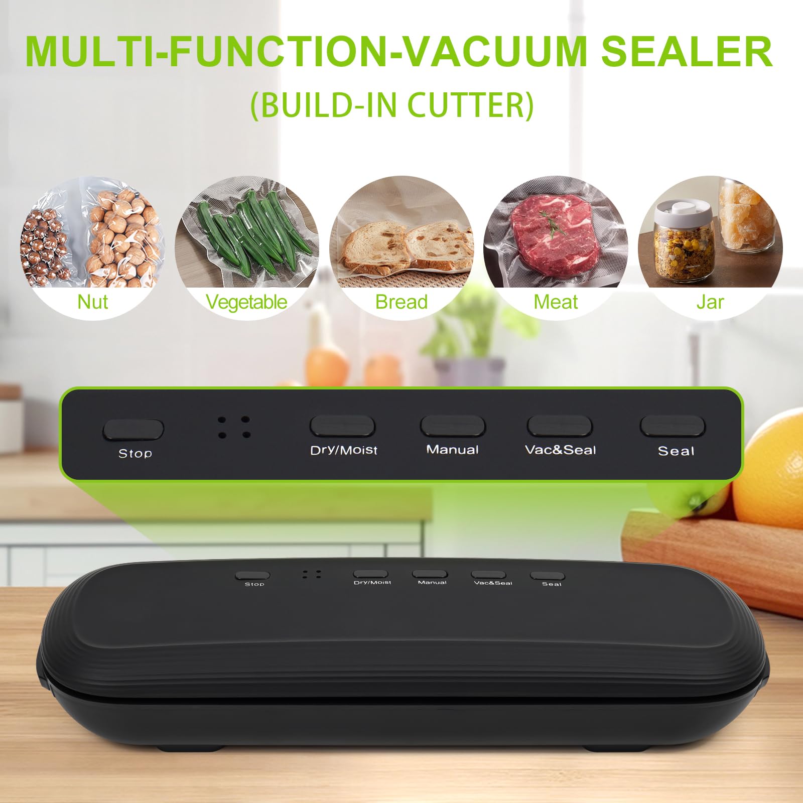 Máquina selladora al vacío, sellador de alimentos al vacío de acero inoxidable