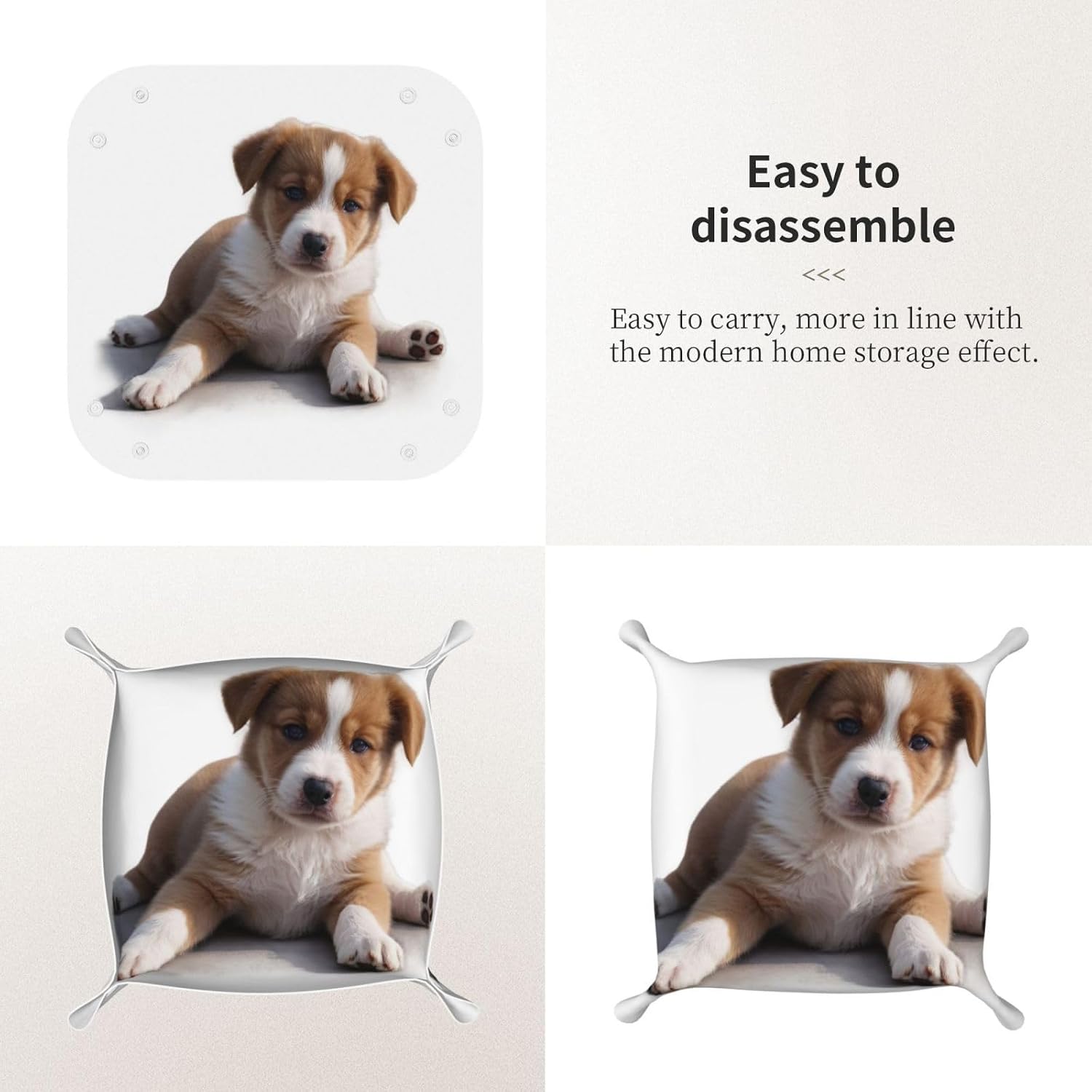Cute Papa Dog Personalized Leather Storage Tray, Desktop Storage Box, optimize Space Management image 3