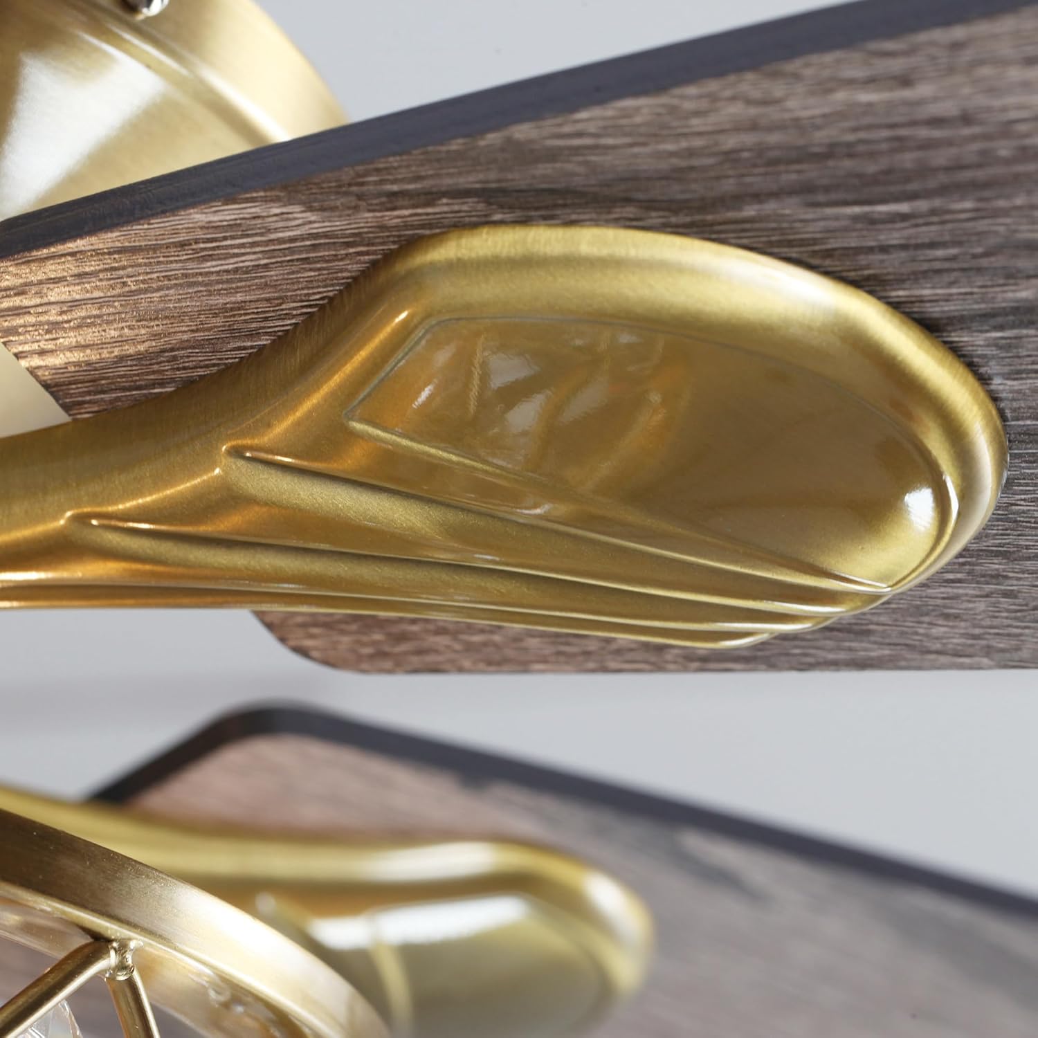 52'' Farmhouse Ceiling Fan with Light: Golden Caged Fandelier Style, Crystal Ceiling Fan with Remote, 6 Speeds, Reversible Motor, Noiseless for Patios Living Room Bedroom，Luxury Design