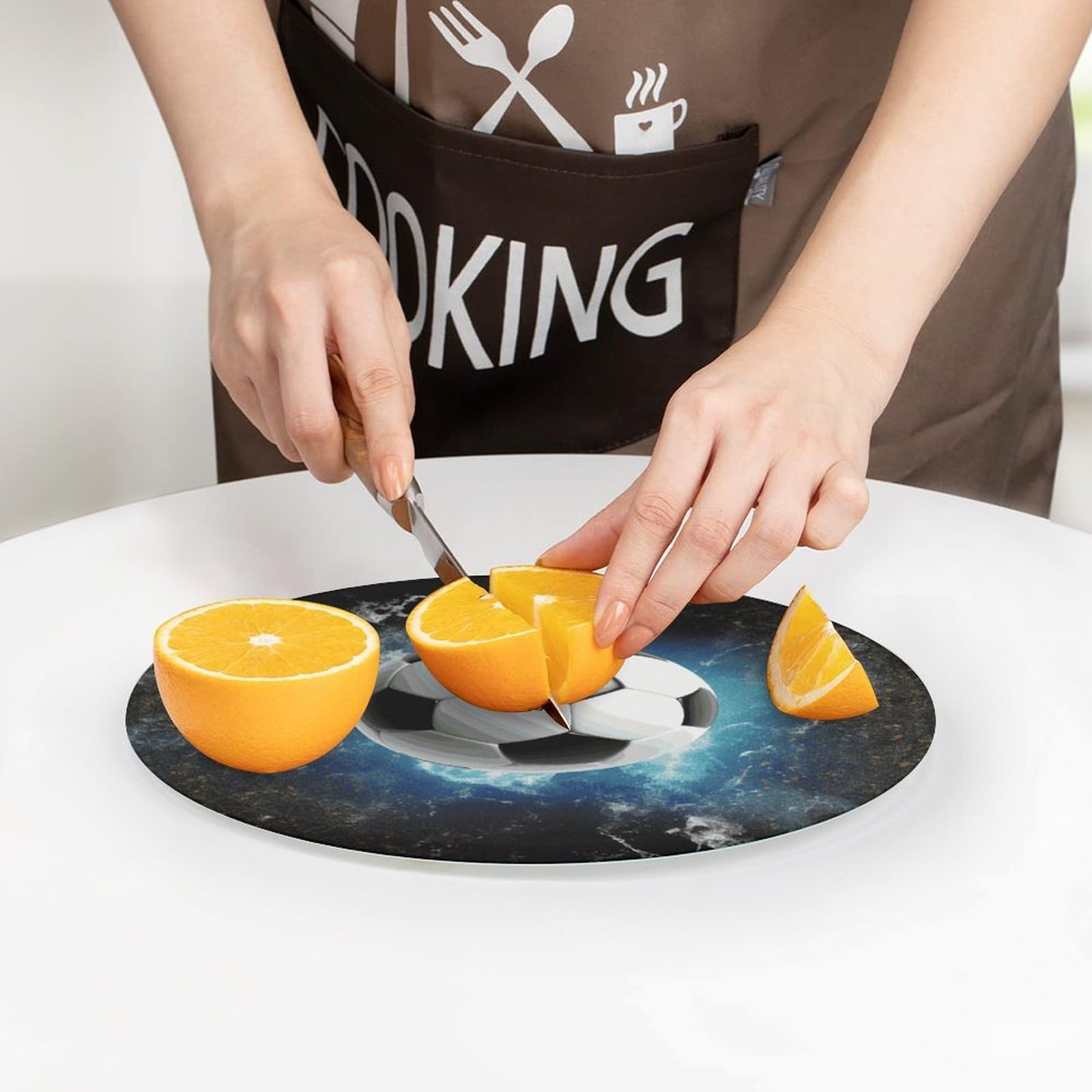 Tagliere rotondo per sport da calcio, facile da pulire, taglieri per cucina di grandi dimensioni 7,9, taglieri essenziali da cucina, comodo per carne e verdure