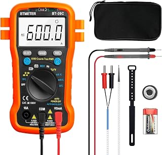 BTMETER BT-39C True RMS Digital Multimeter Auto Ranging for AC DC Voltage,Current, Resistance, Capacitance Tester with Temp Battery LED Test Auto Backlit
