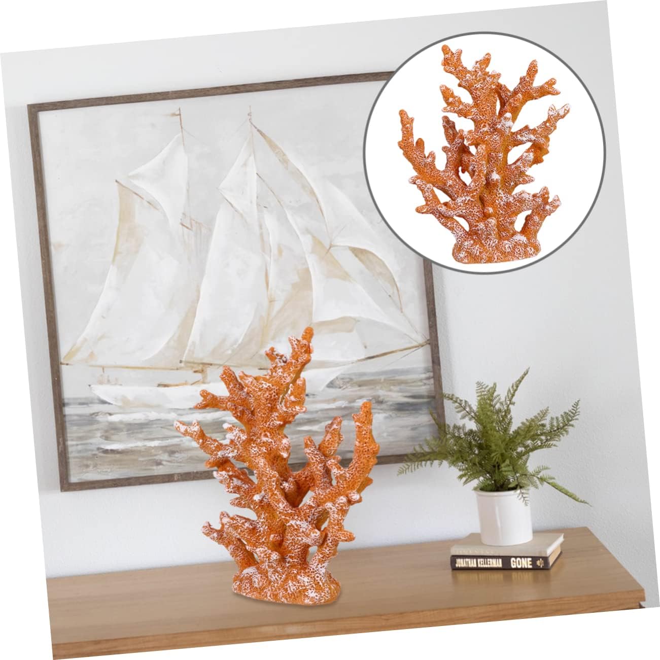 Housoutil Mediterranean Style Artificial Coral Ornament Resin Coral Decor for Desktop Crafts Home Office Aquarium Landscape Charming Ocean-Inspired Decoration