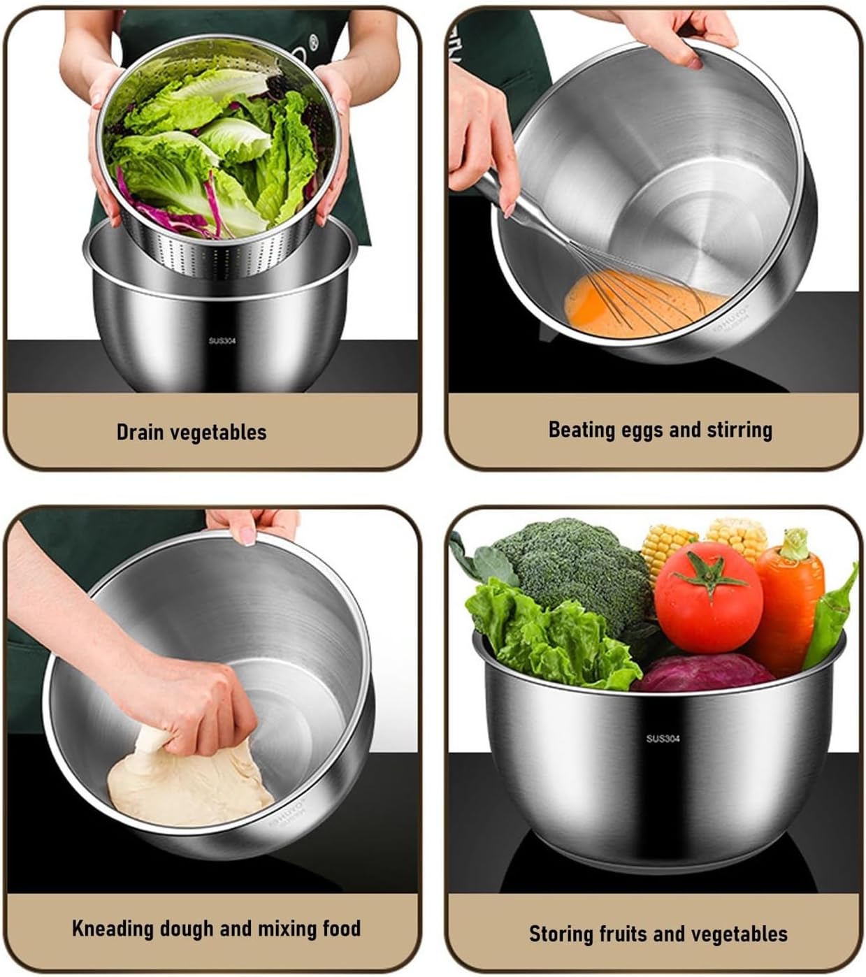 6L Stainless Steel Fruit Washer, Multifunctional Salad Dryer with Drainage Outlet, Vegetable Spinner for Dehydrating Lettuce, Fruits, Vegetables