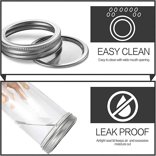 Miniatura 10 de KAMOTA Tarros Mason de boca ancha, paquete de 9 unidades de 16 onzas con tapas de boca ancha y bandas, ideales para mermelada, miel, recuerdos de