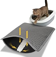 Conlun Cat Litter Trapping Mat for Small Spaces 23.6x14.6in - Hexagon Grids, Anti-Leak Base, Machine Washable Non-Slip Gray Mat for Apartments