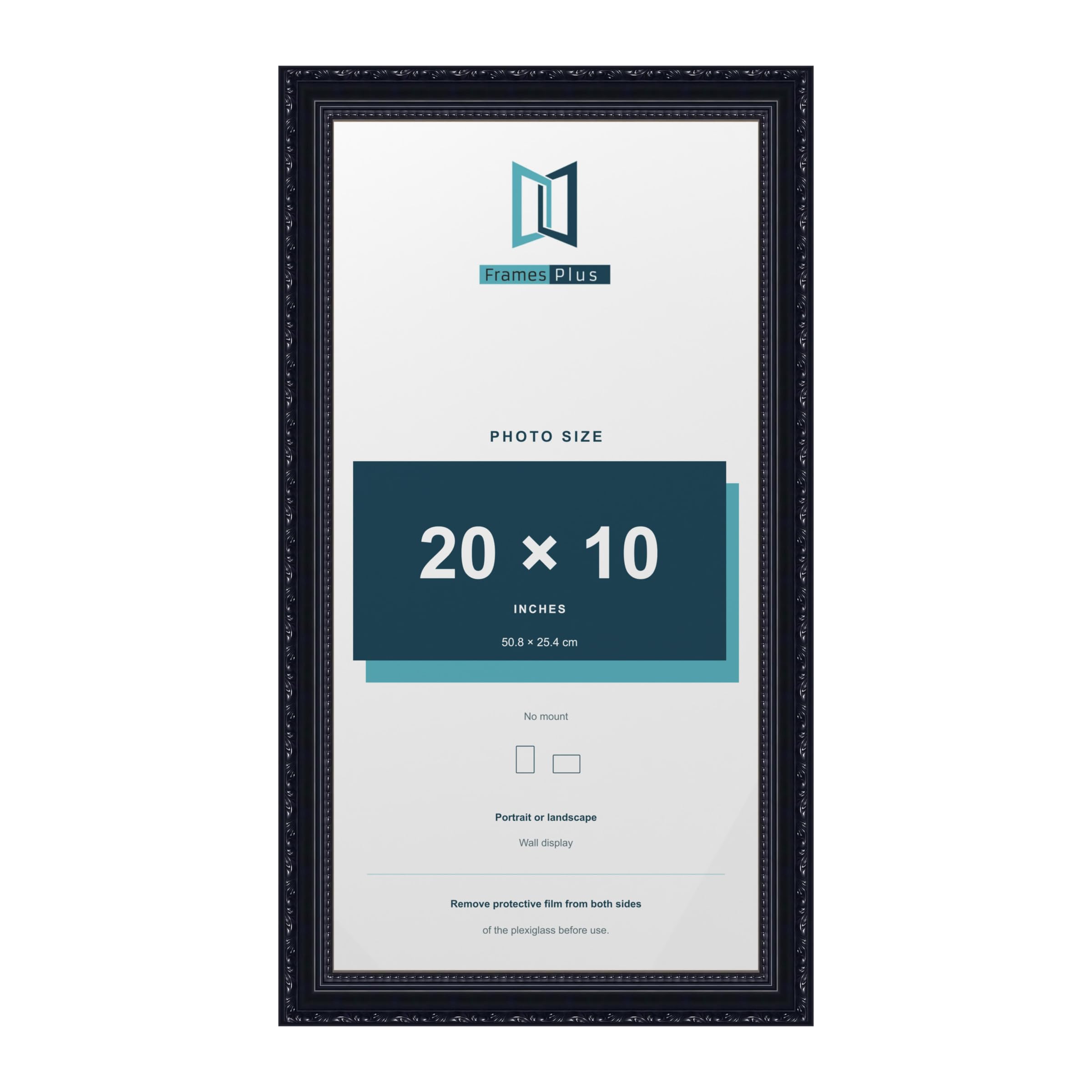 FramesPlus ORNATE Shabby Chic 20x10 Picture Frame, Black — image 1