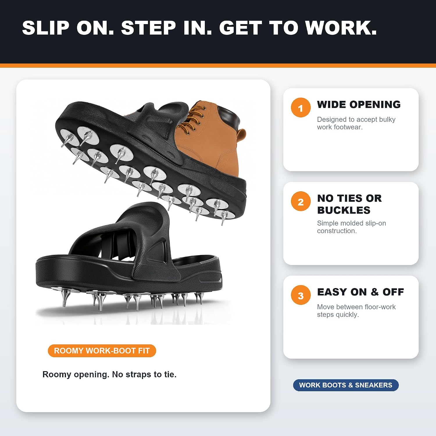 Epoxy Spike Shoes Kit, 20mm Spikes, US 9-11, Brush & 2 Bags