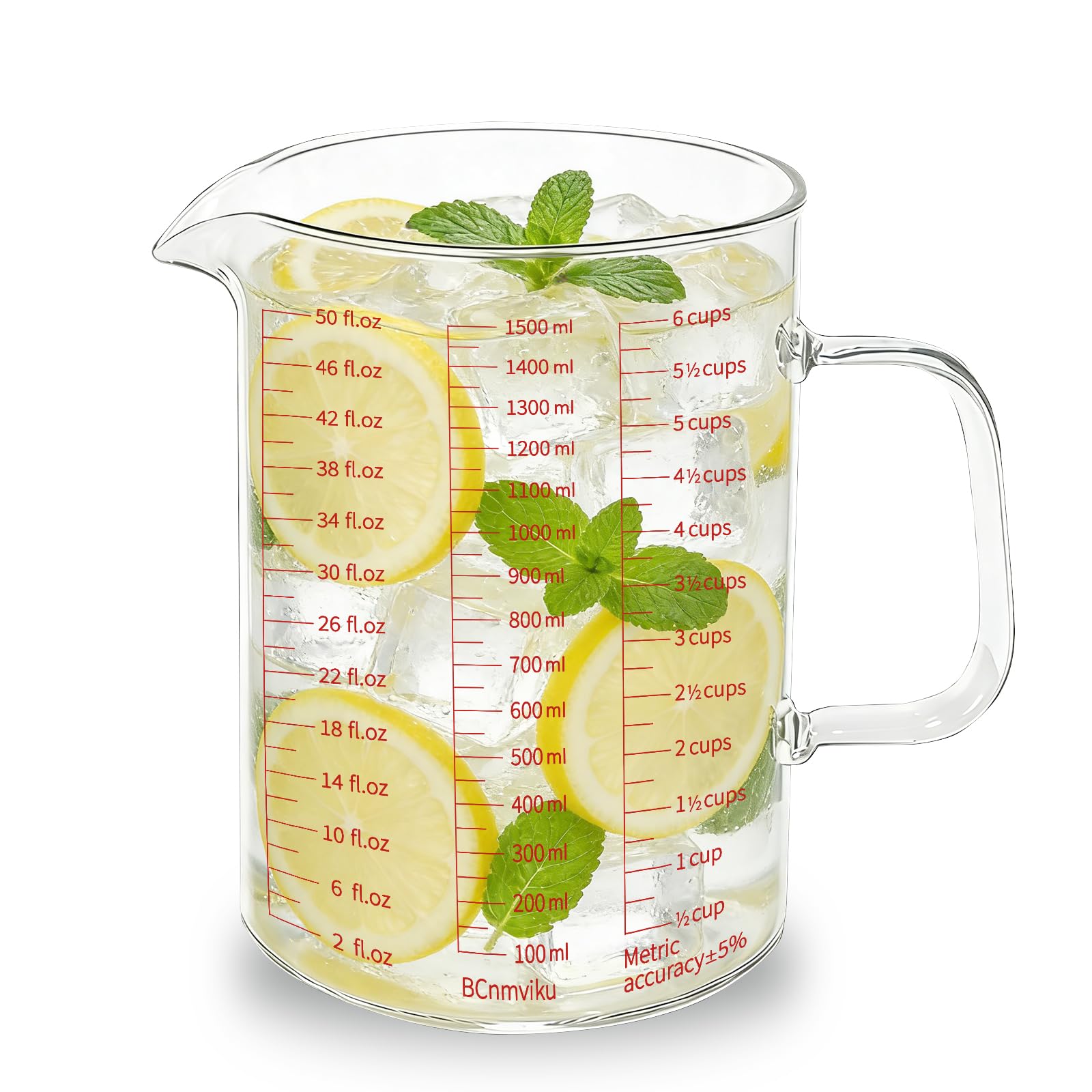 NLnnmuzh Measuring Jug,Borosilicate Glass Measuring Cup for Baking (1500ml)
